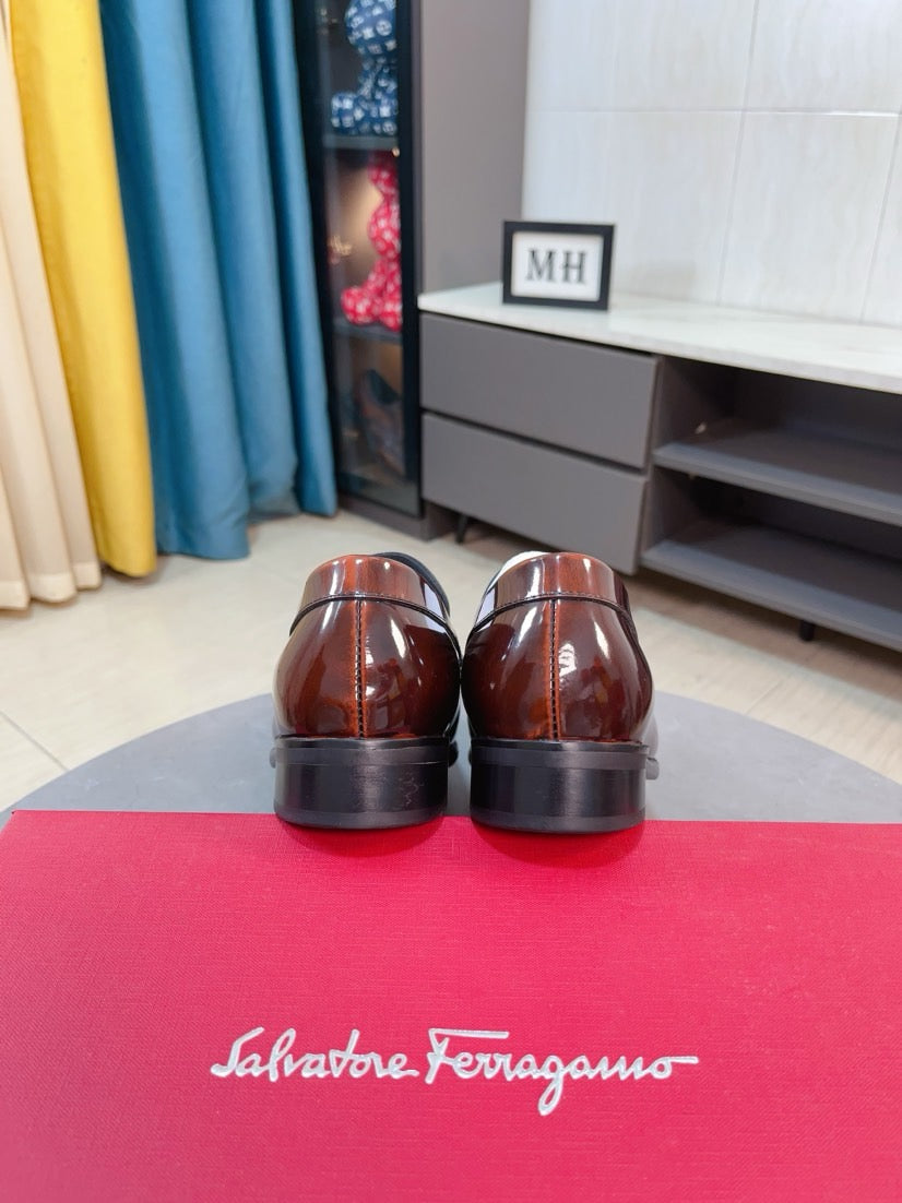Ferragamo Leather Business Slip-On Loafers