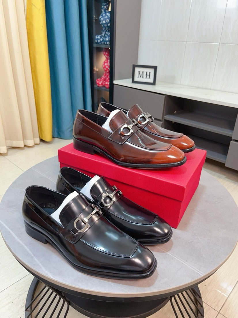 Ferragamo Leather Business Slip-On Loafers