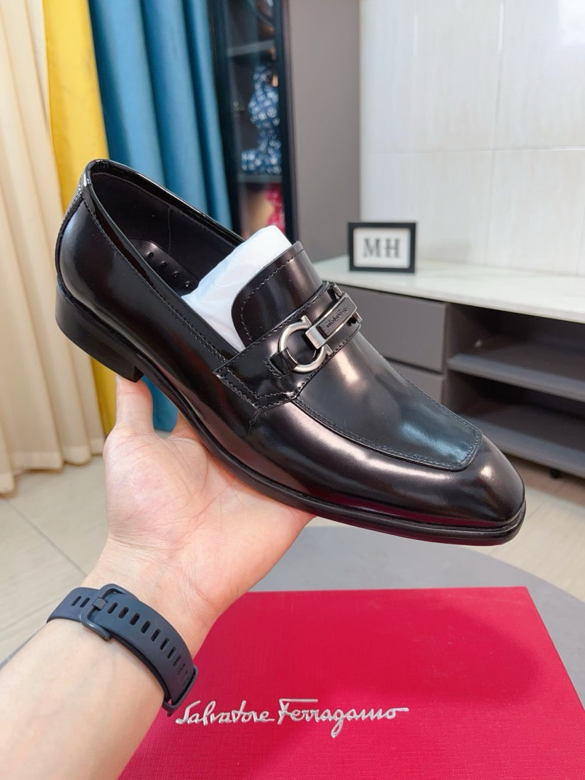 Ferragamo Leather Business Slip-On Loafers