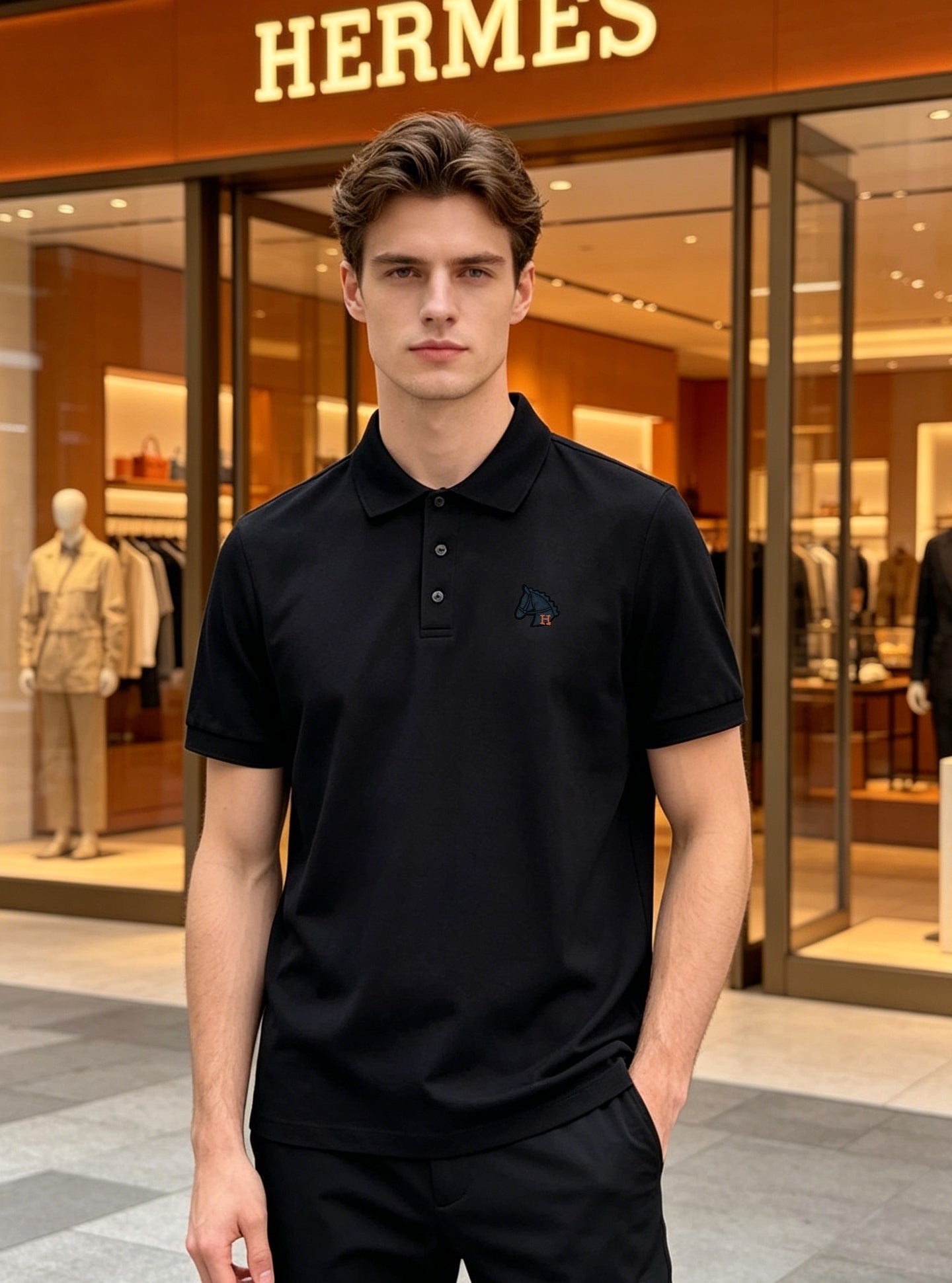 Hermès 3D Horse Flocking Polo Shirt