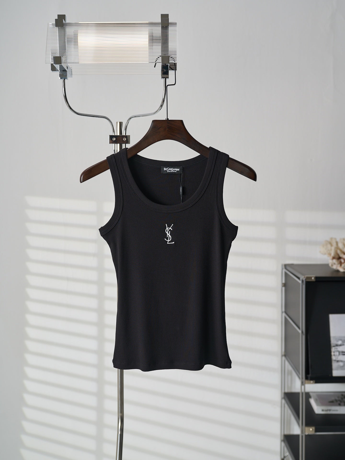 Saint Laurent YSL Embroidered Stretch Tank Top