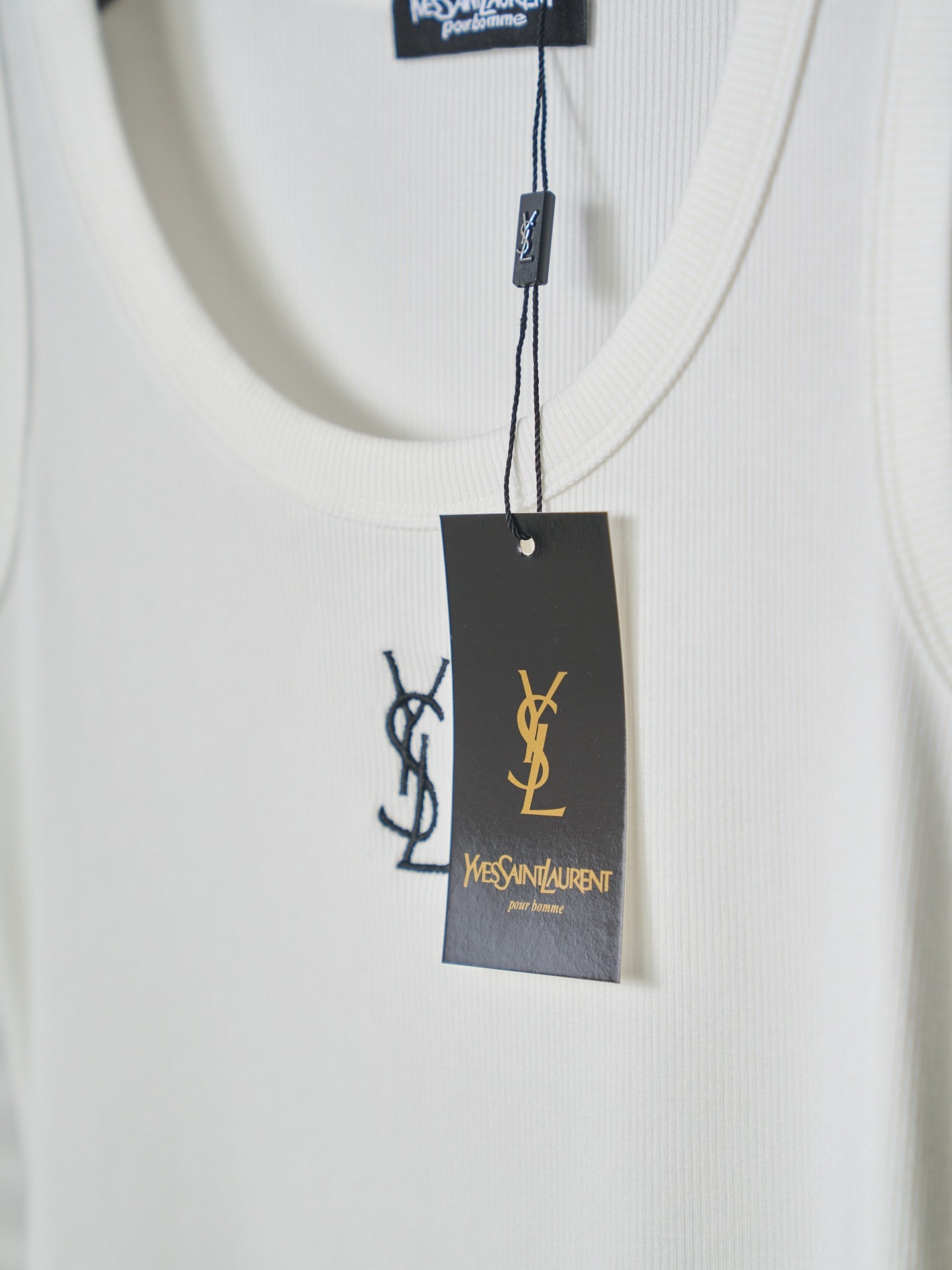 Saint Laurent YSL Embroidered Stretch Tank Top