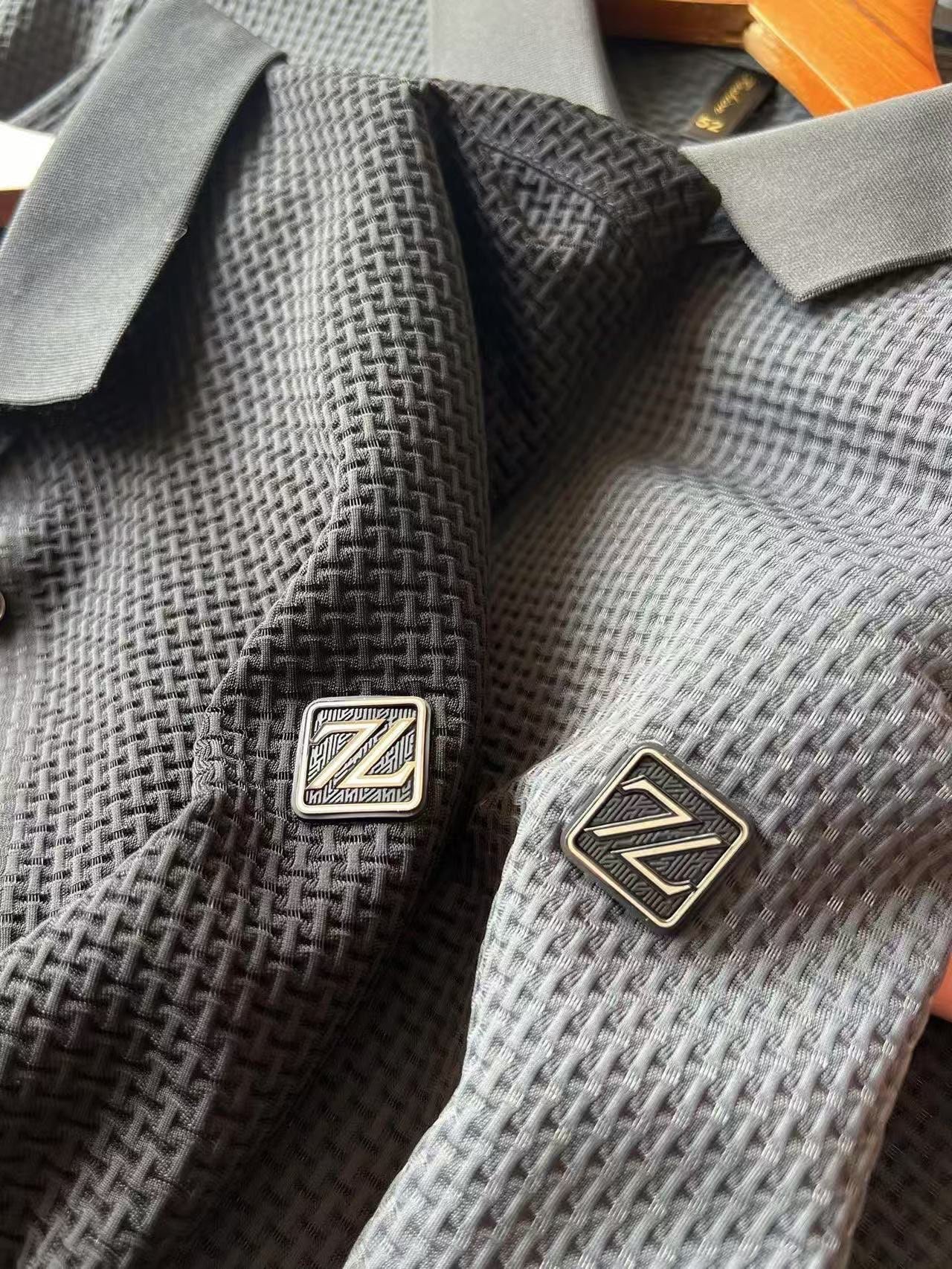 Zegna Seamless 3D Herringbone Polo Shirt