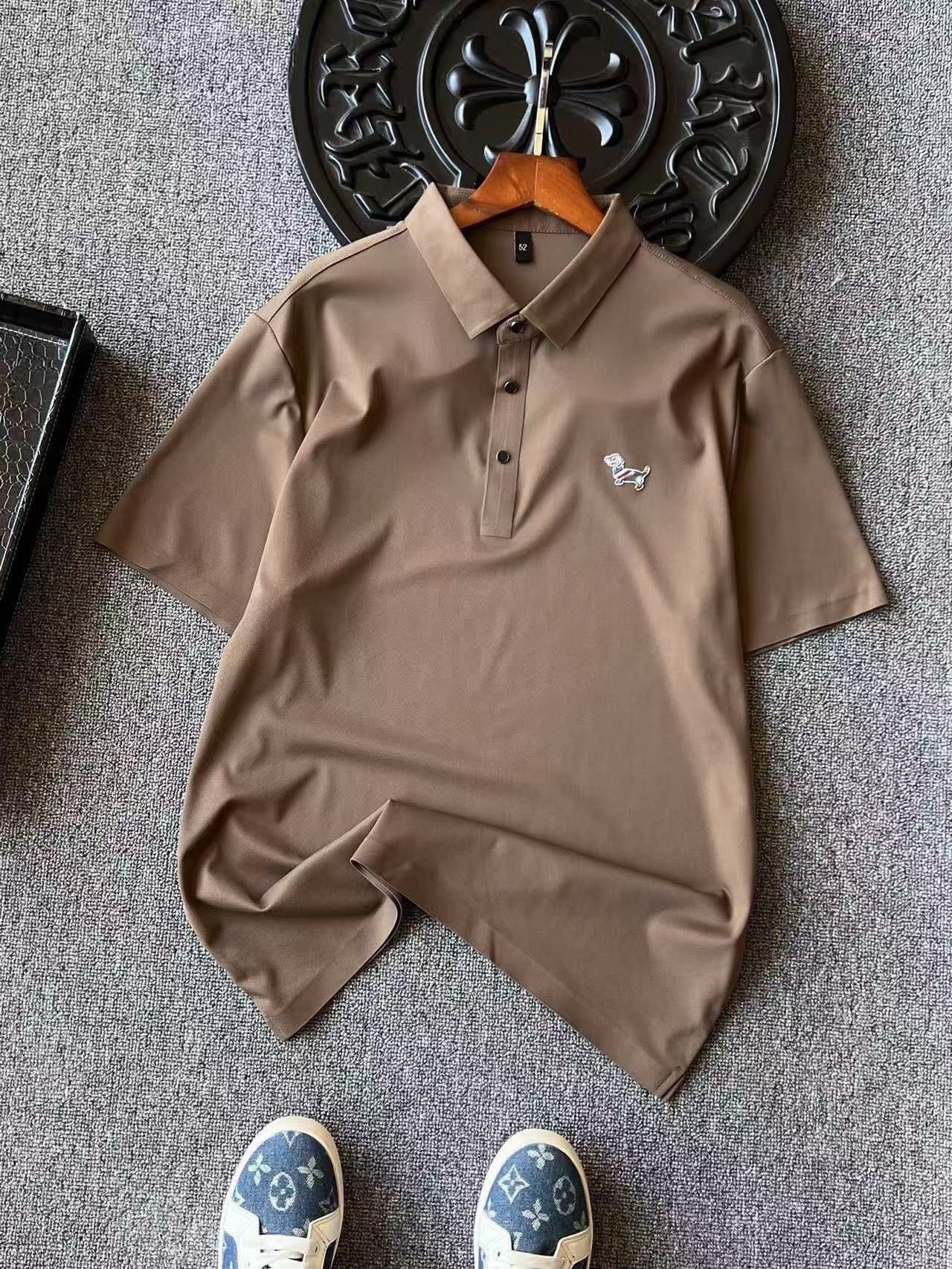 Thom Browne Dog Motif Ice Silk Seamless Polo Shirt