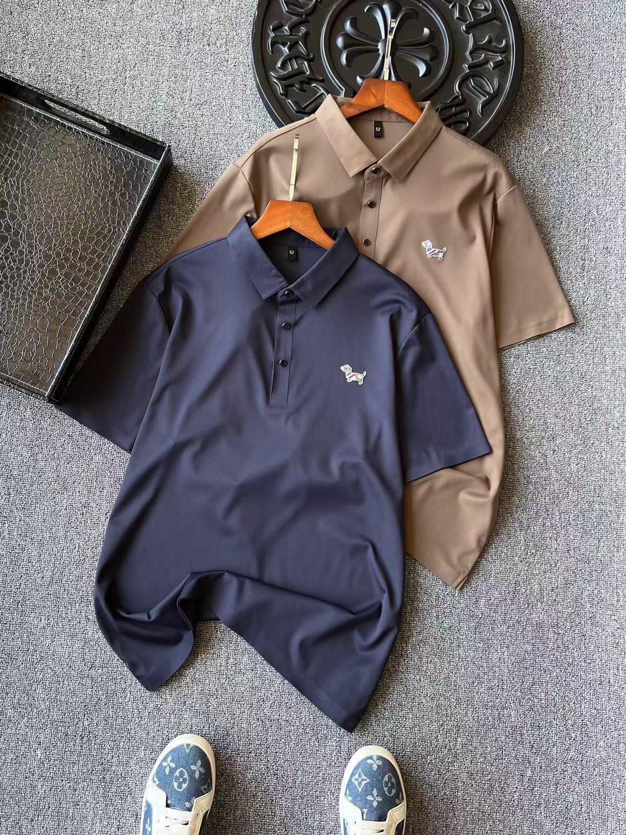 Thom Browne Dog Motif Ice Silk Seamless Polo Shirt