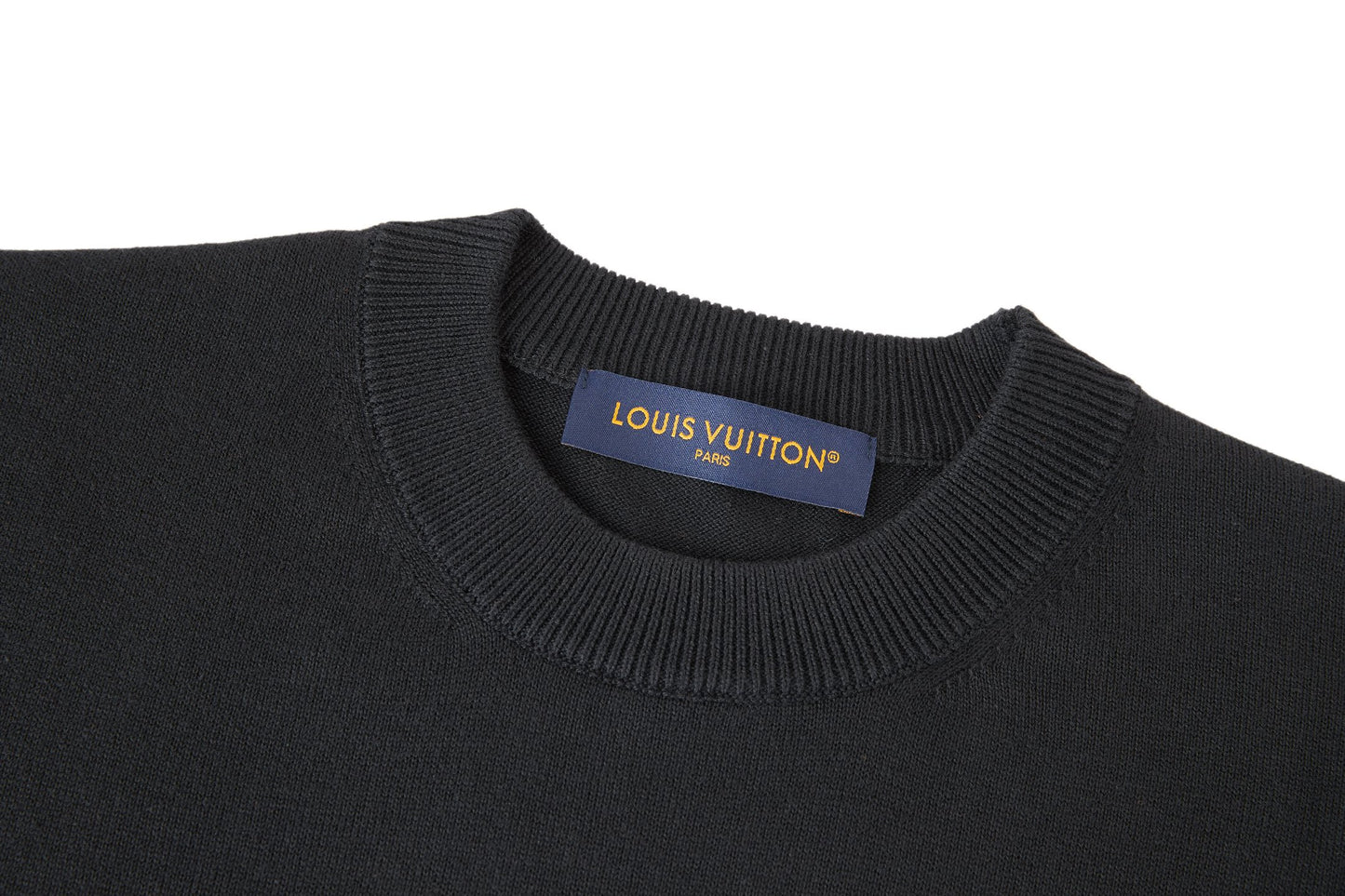 Louis Vuitton Leather Patch Embroidery Knit Sweater