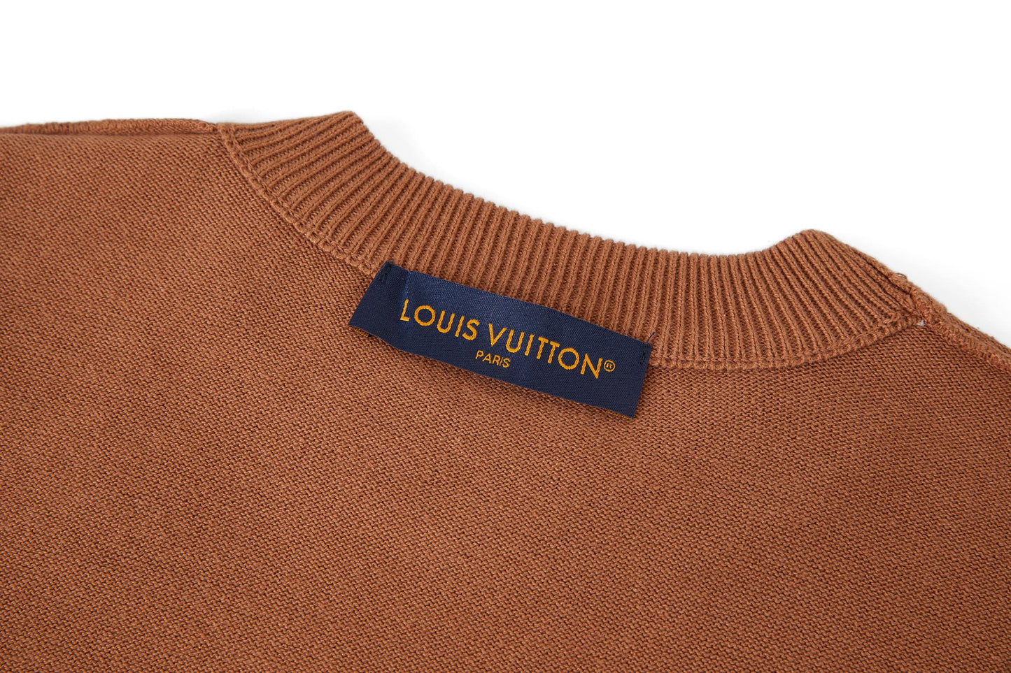 Louis Vuitton Leather Patch Embroidery Knit Sweater