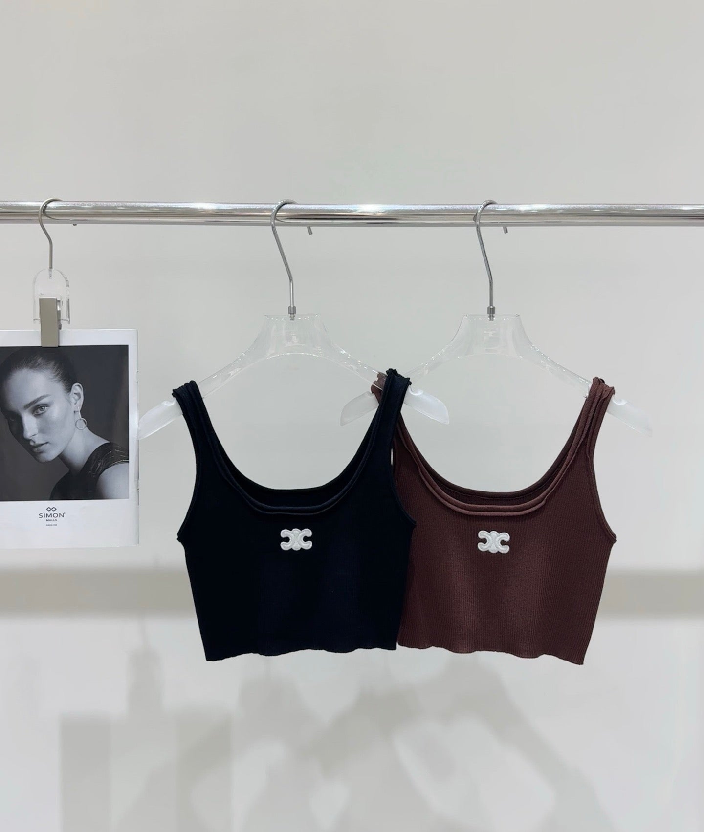 Celine Triomphe Embroidered Knit Tank Top