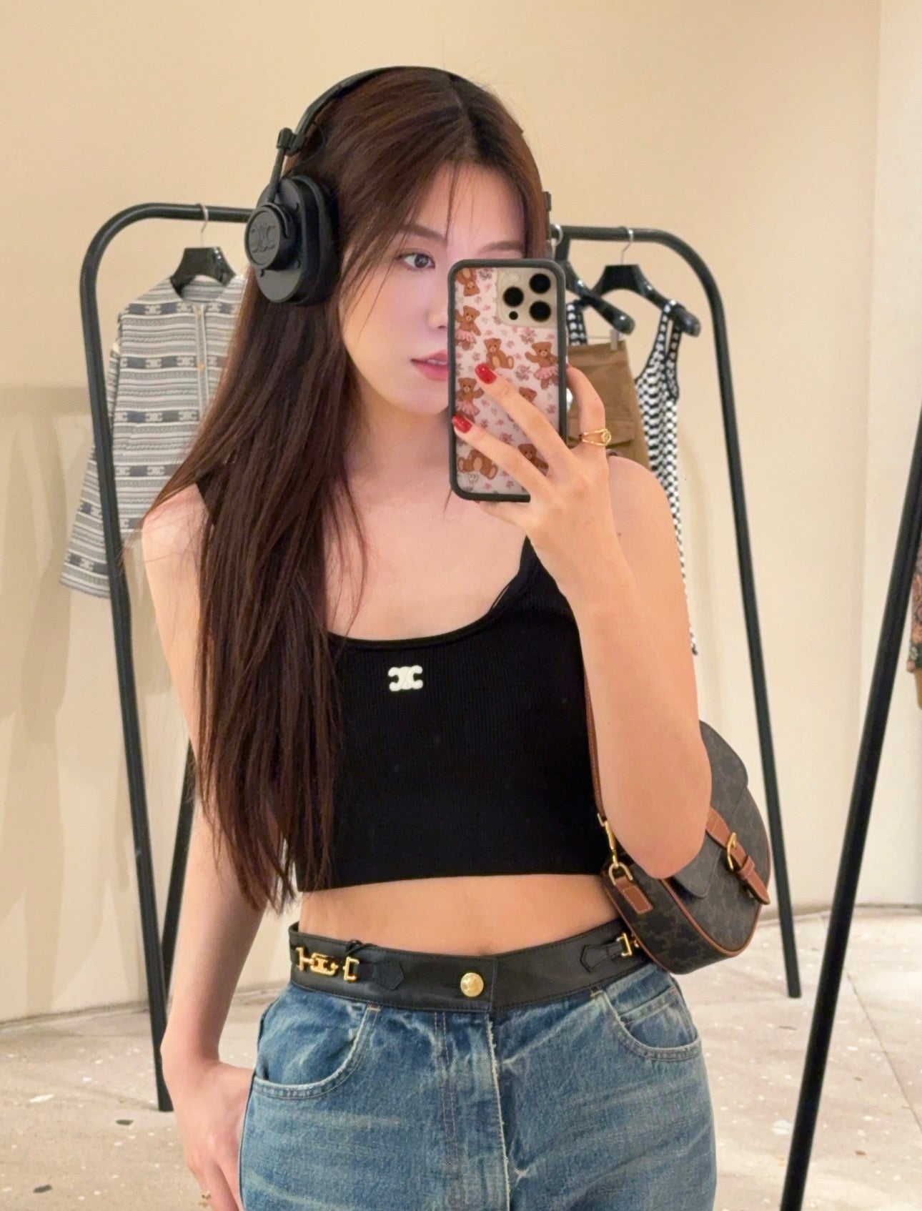Celine Triomphe Embroidered Knit Tank Top