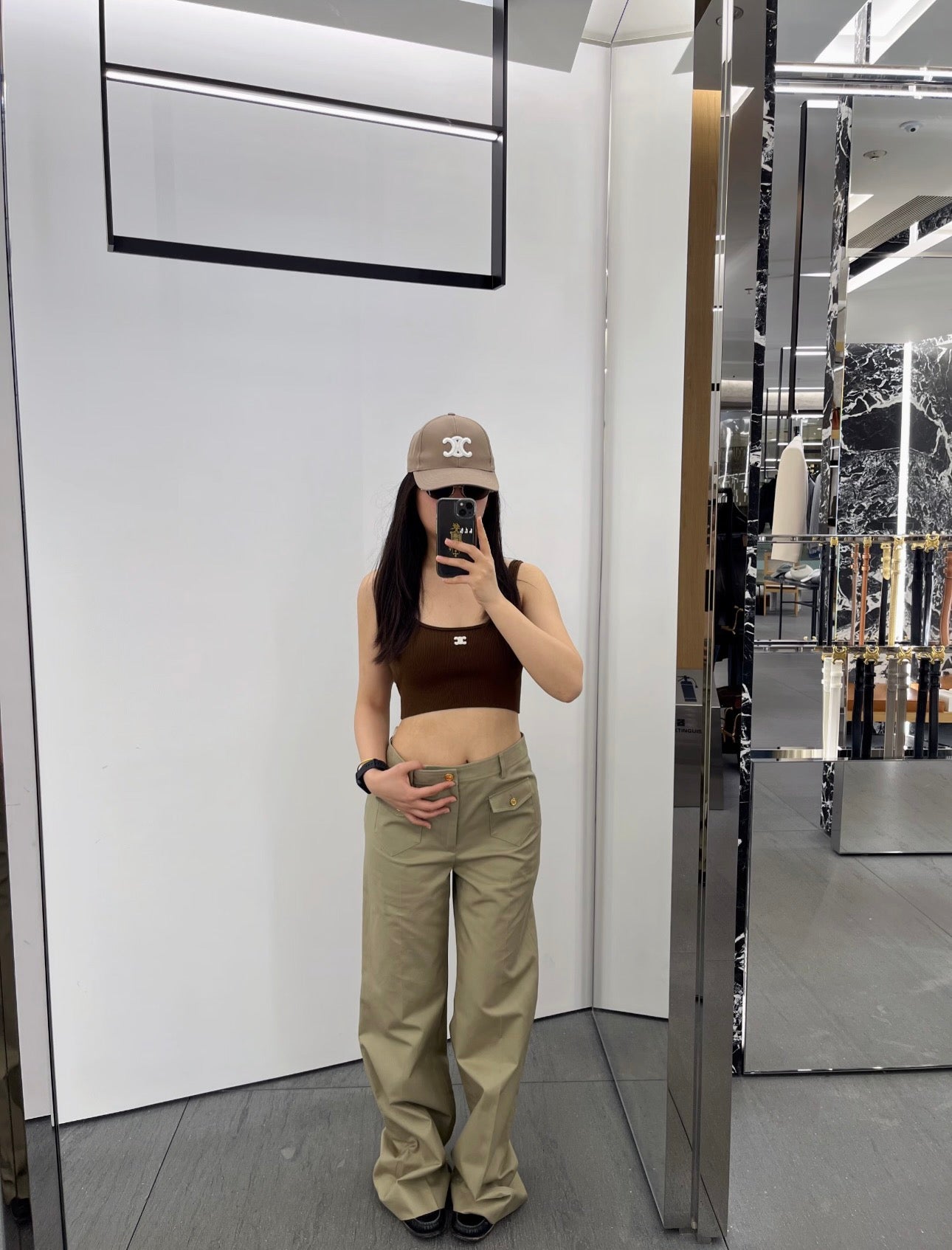 Celine Triomphe Embroidered Knit Tank Top
