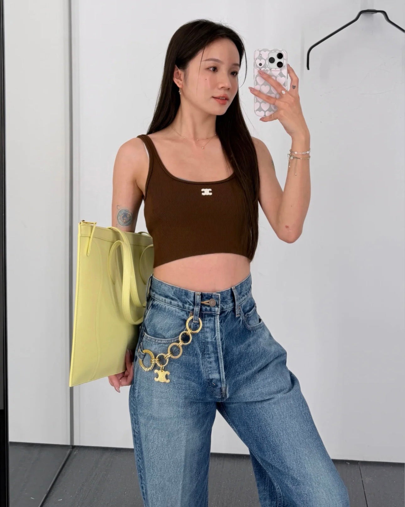 Celine Triomphe Embroidered Knit Tank Top