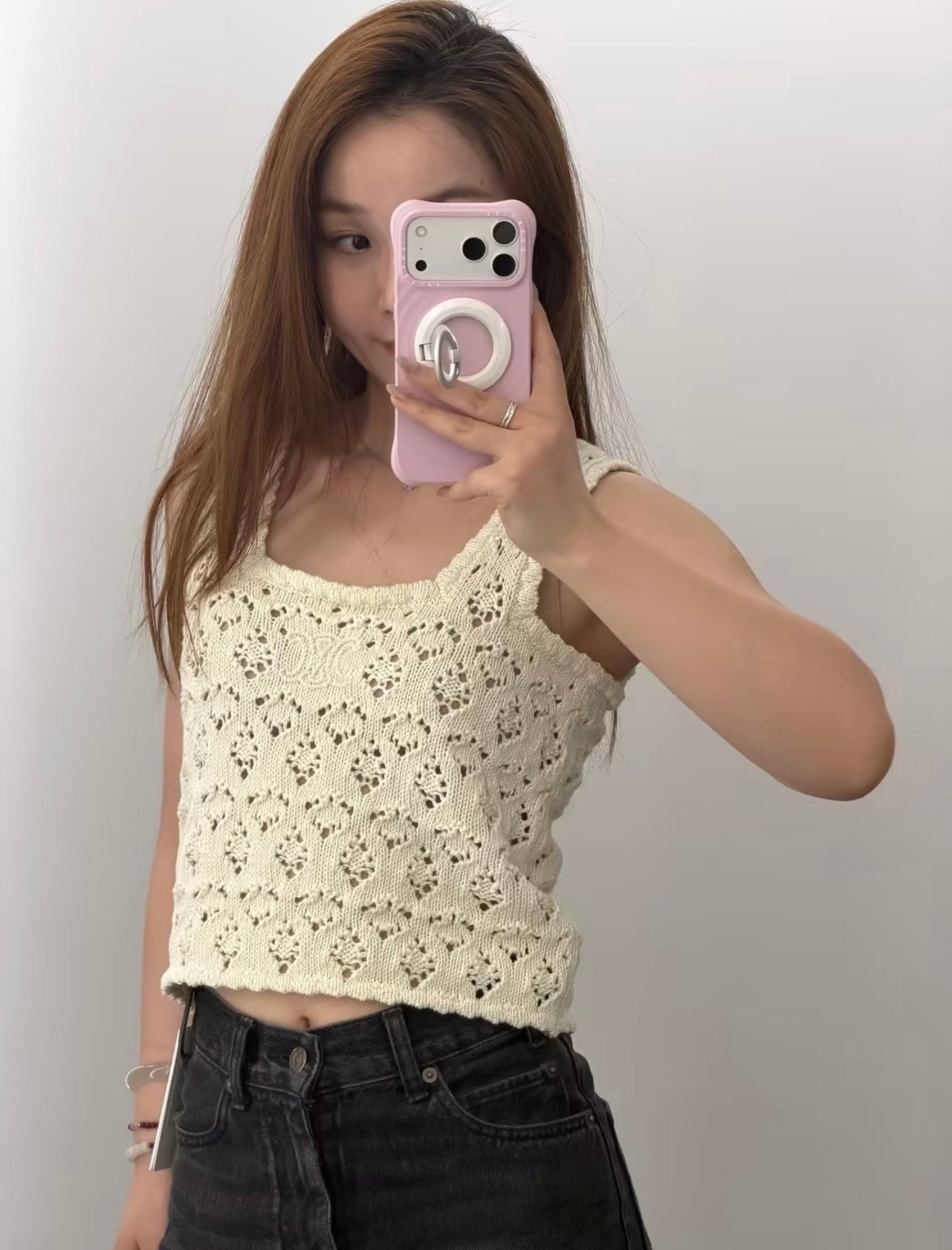 Celine Triomphe Cut-out Knit Vest
