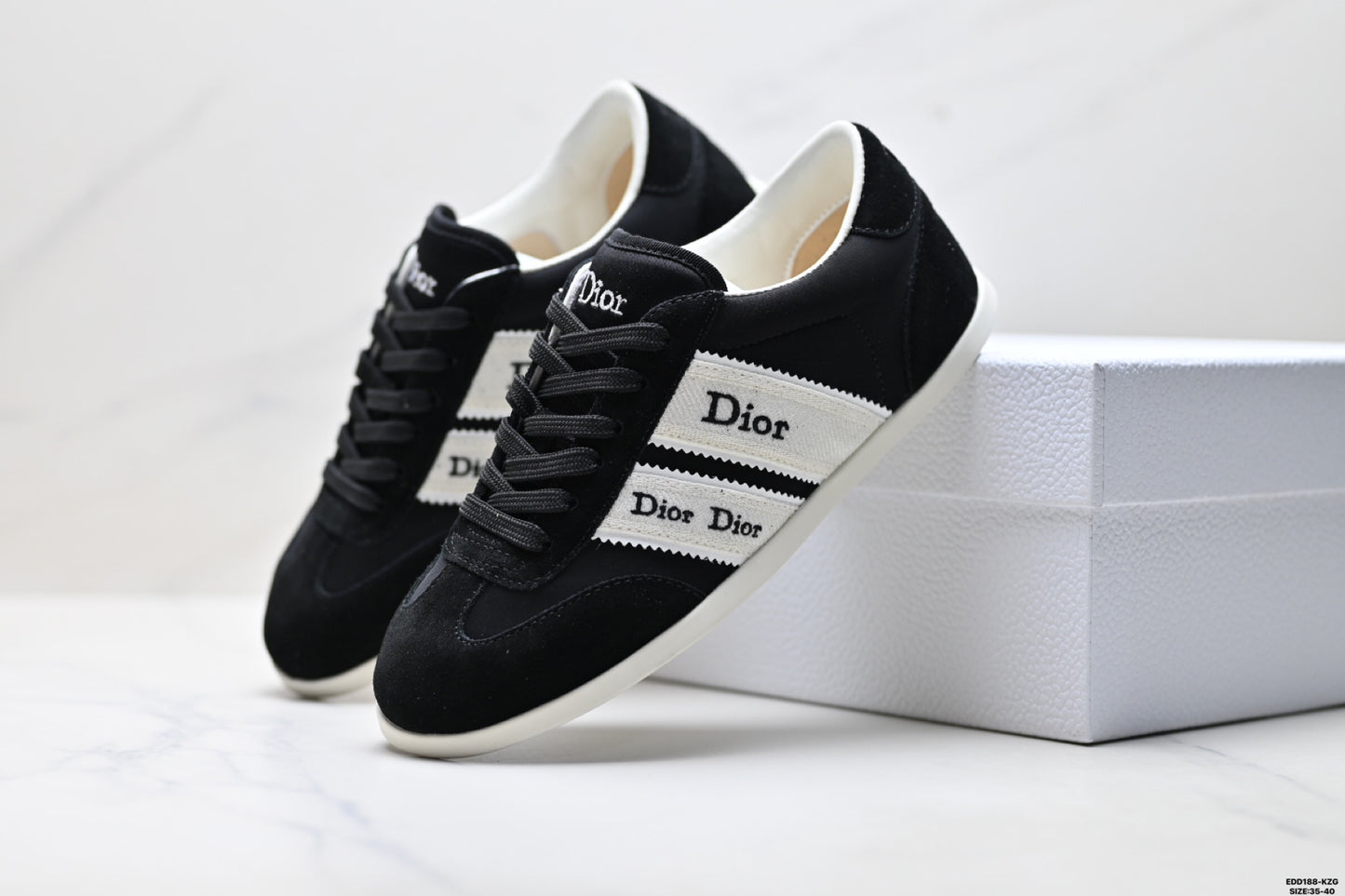 Dior Ribbon Suede and Calfskin Sneakers