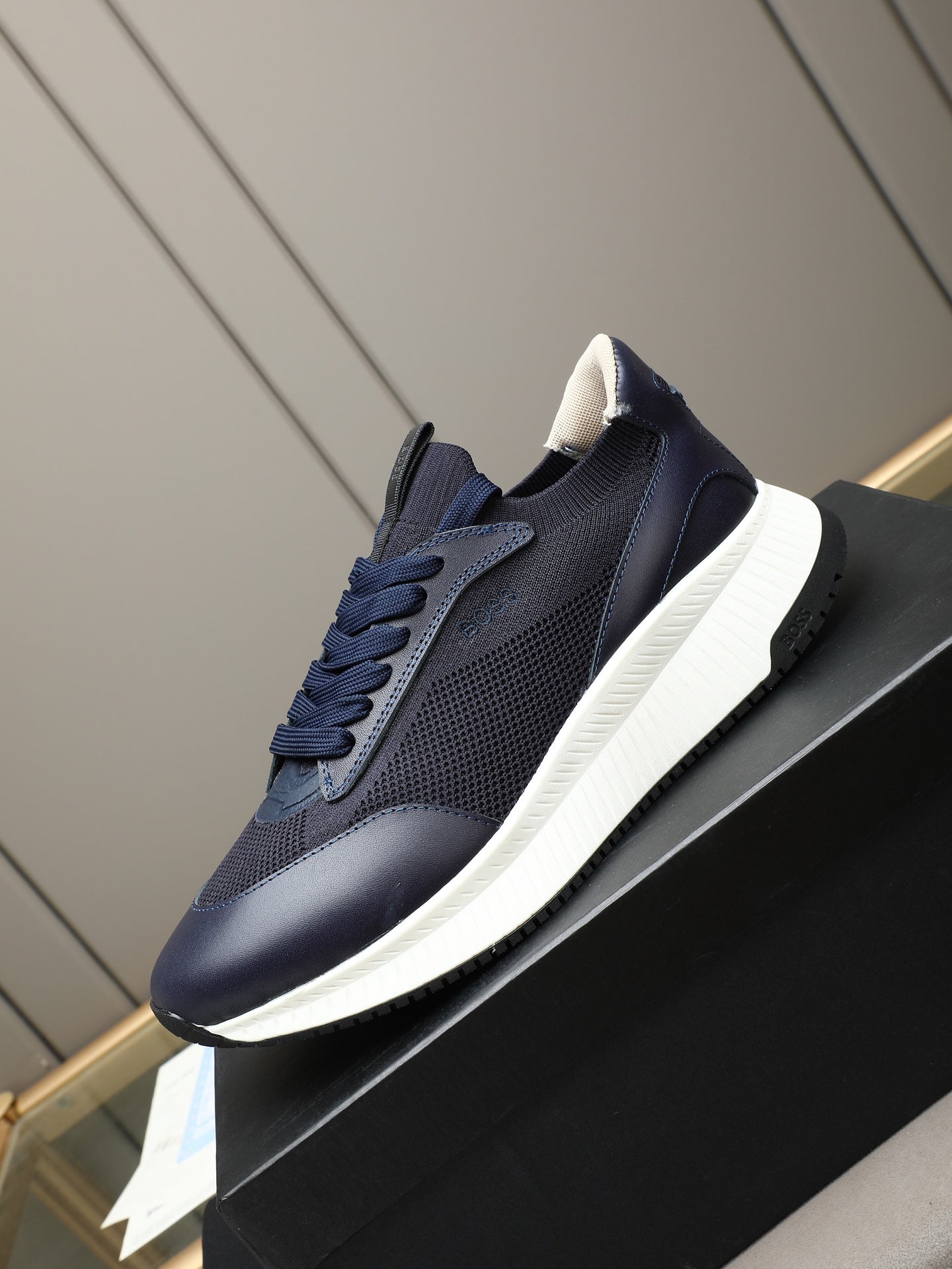 Boss Leather and Mesh Business Casual Sneakers