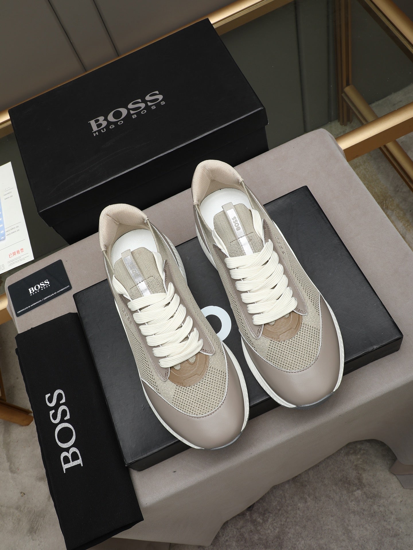 Boss Leather and Mesh Business Casual Sneakers