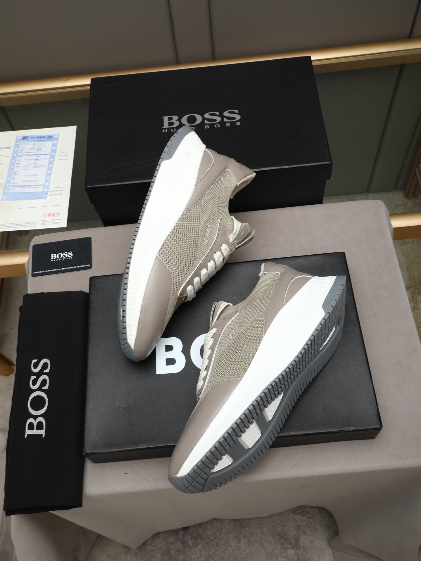 Boss Leather and Mesh Business Casual Sneakers