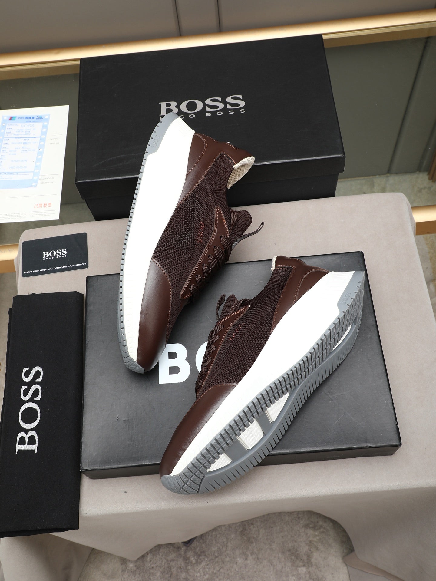Boss Leather and Mesh Business Casual Sneakers