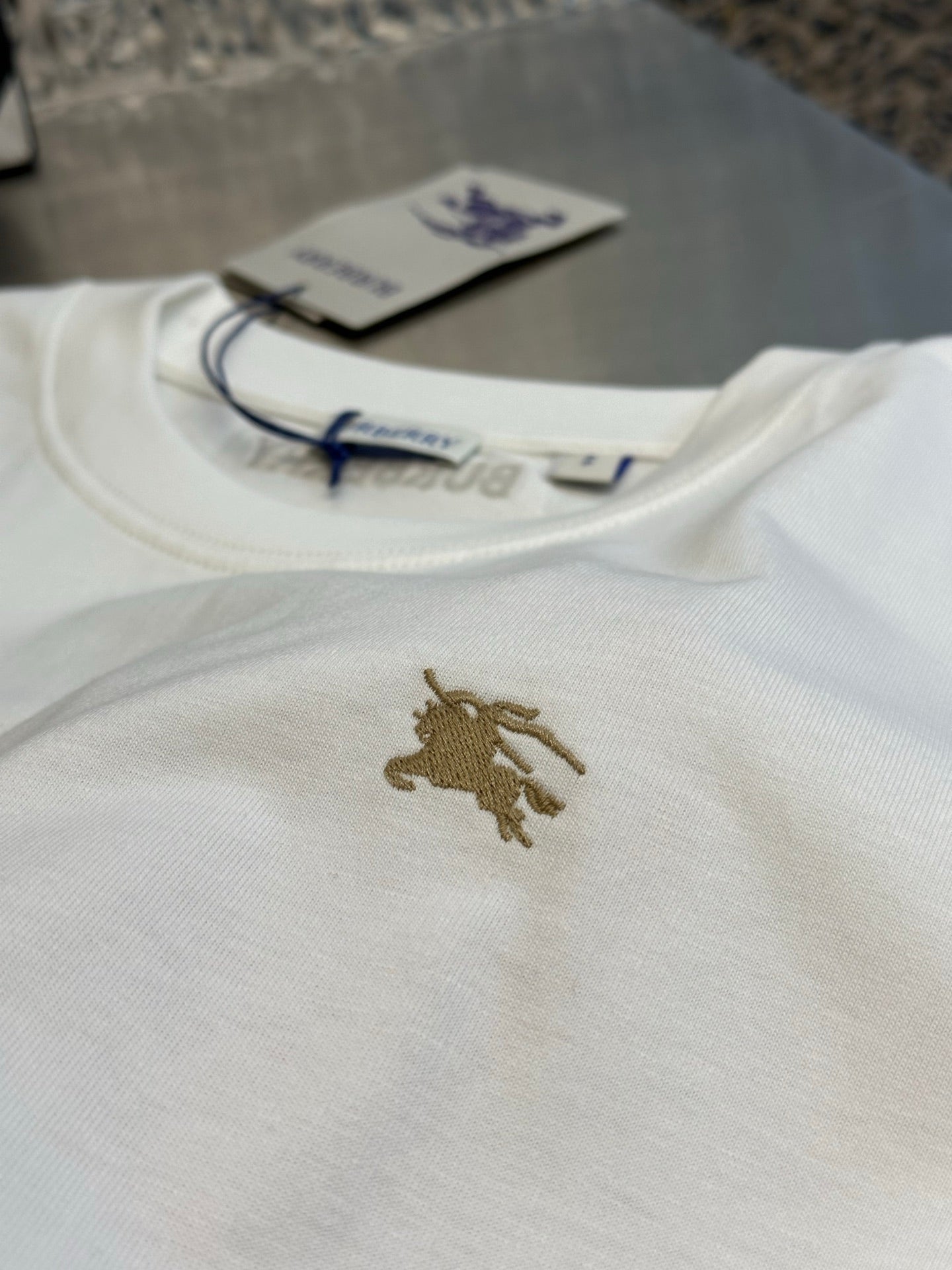Burberry Check-Trim Equestrian Knight T-Shirt