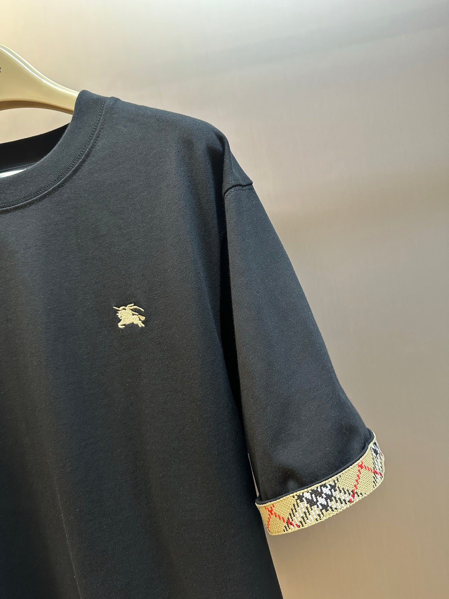 Burberry Check-Trim Equestrian Knight T-Shirt