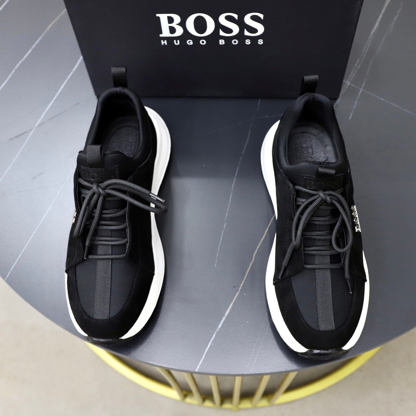 Boss Fabric and Leather Spliced Sneakers