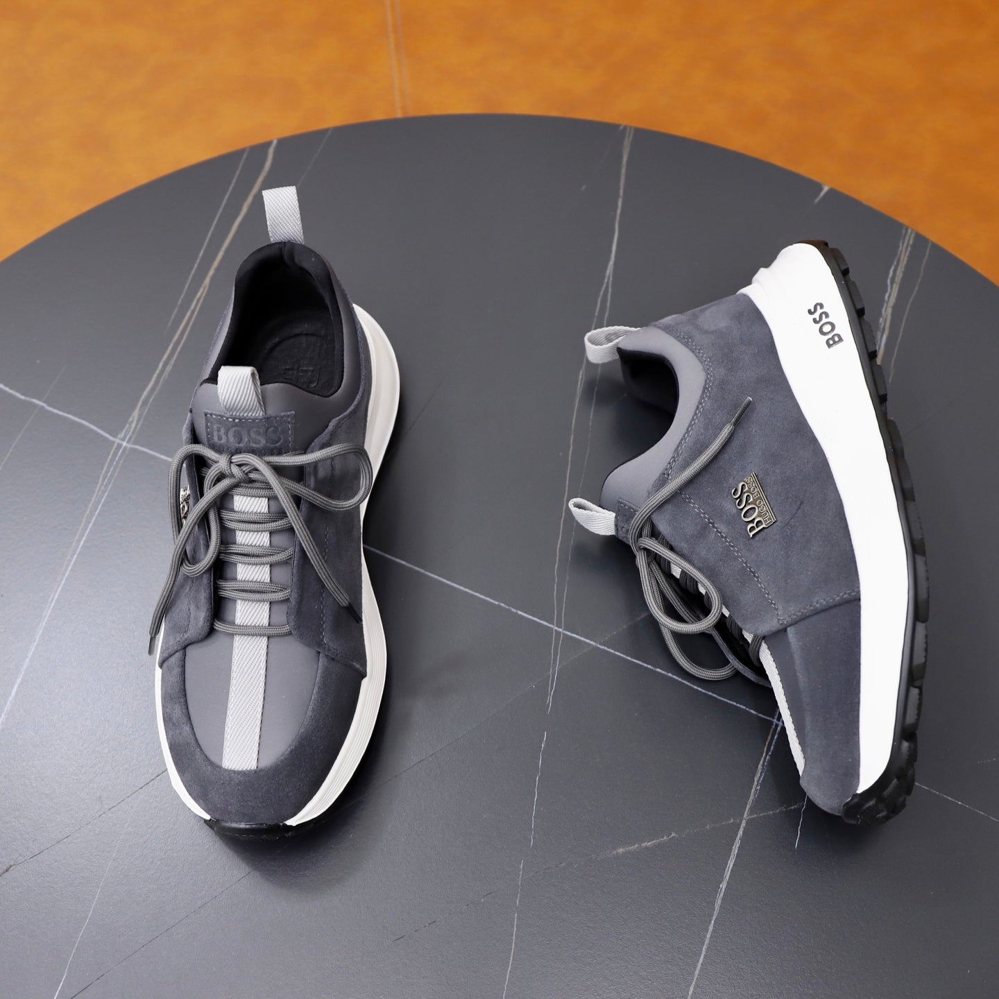 Boss Fabric and Leather Spliced Sneakers