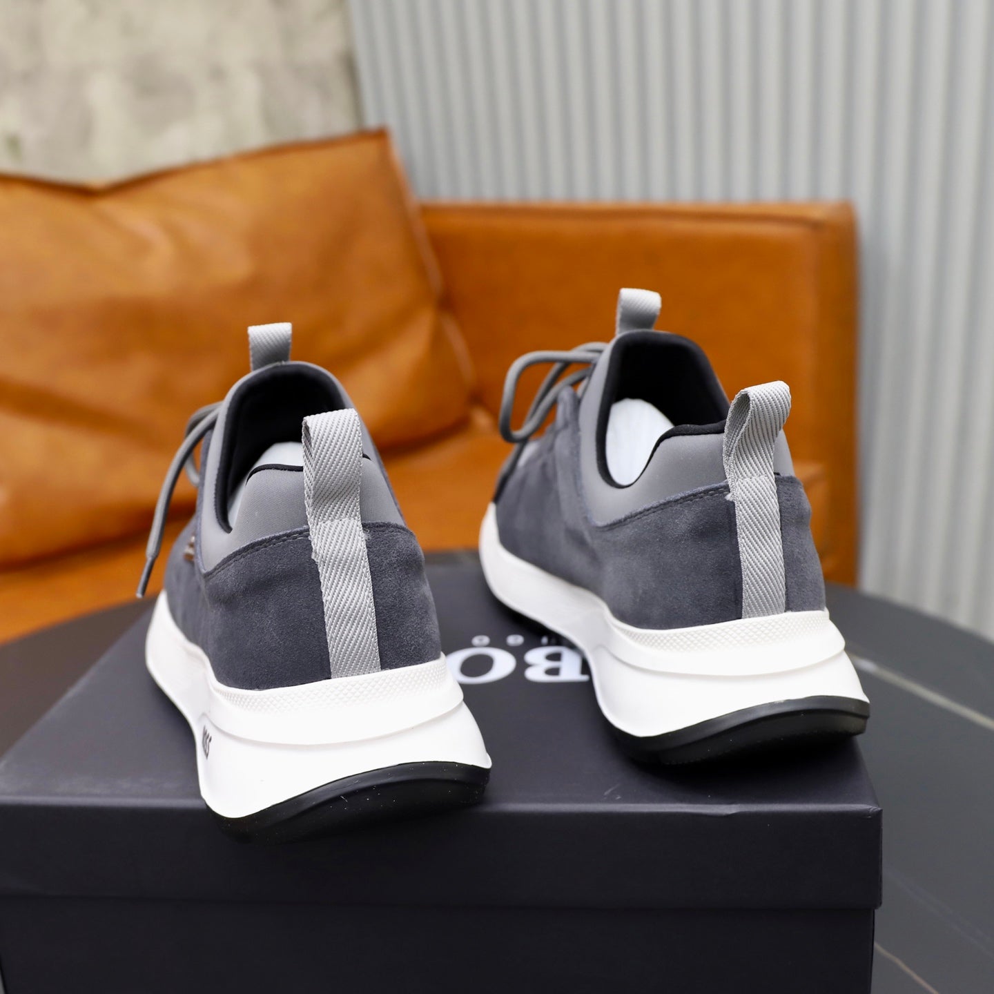 Boss Fabric and Leather Spliced Sneakers