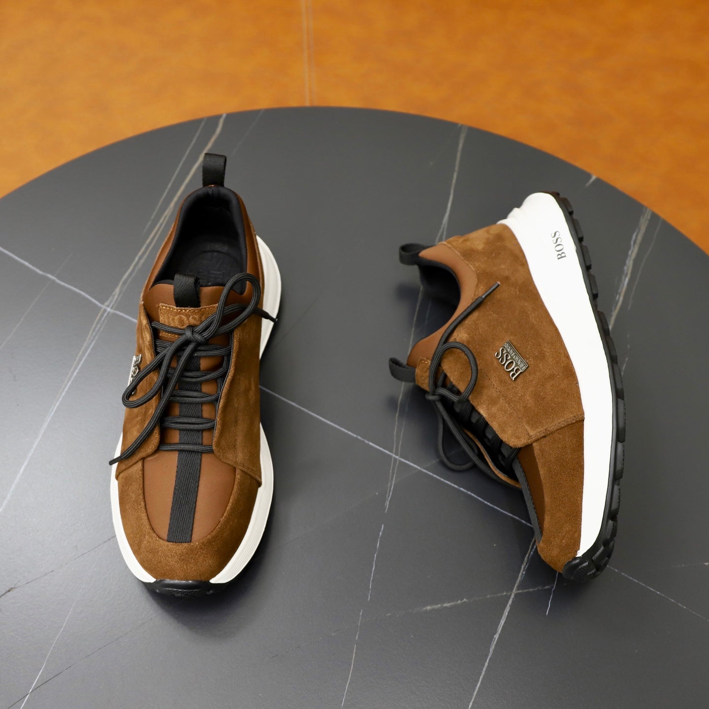 Boss Fabric and Leather Spliced Sneakers