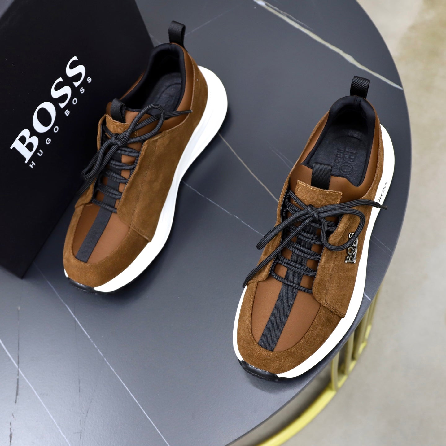 Boss Fabric and Leather Spliced Sneakers