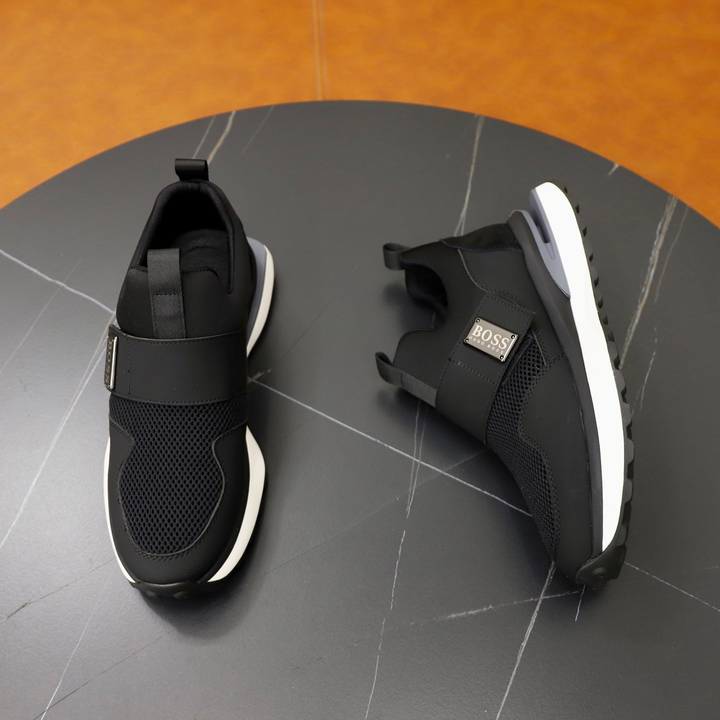 Boss Fabric and Leather Spliced Sneakers