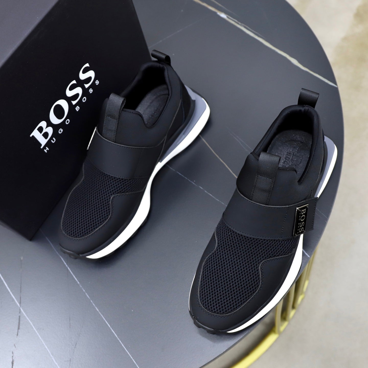 Boss Fabric and Leather Spliced Sneakers