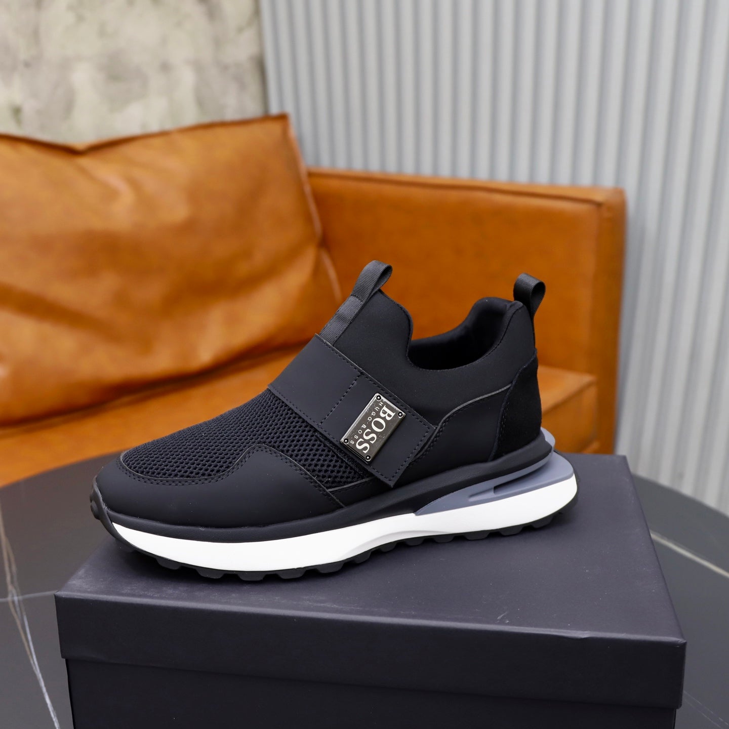 Boss Fabric and Leather Spliced Sneakers