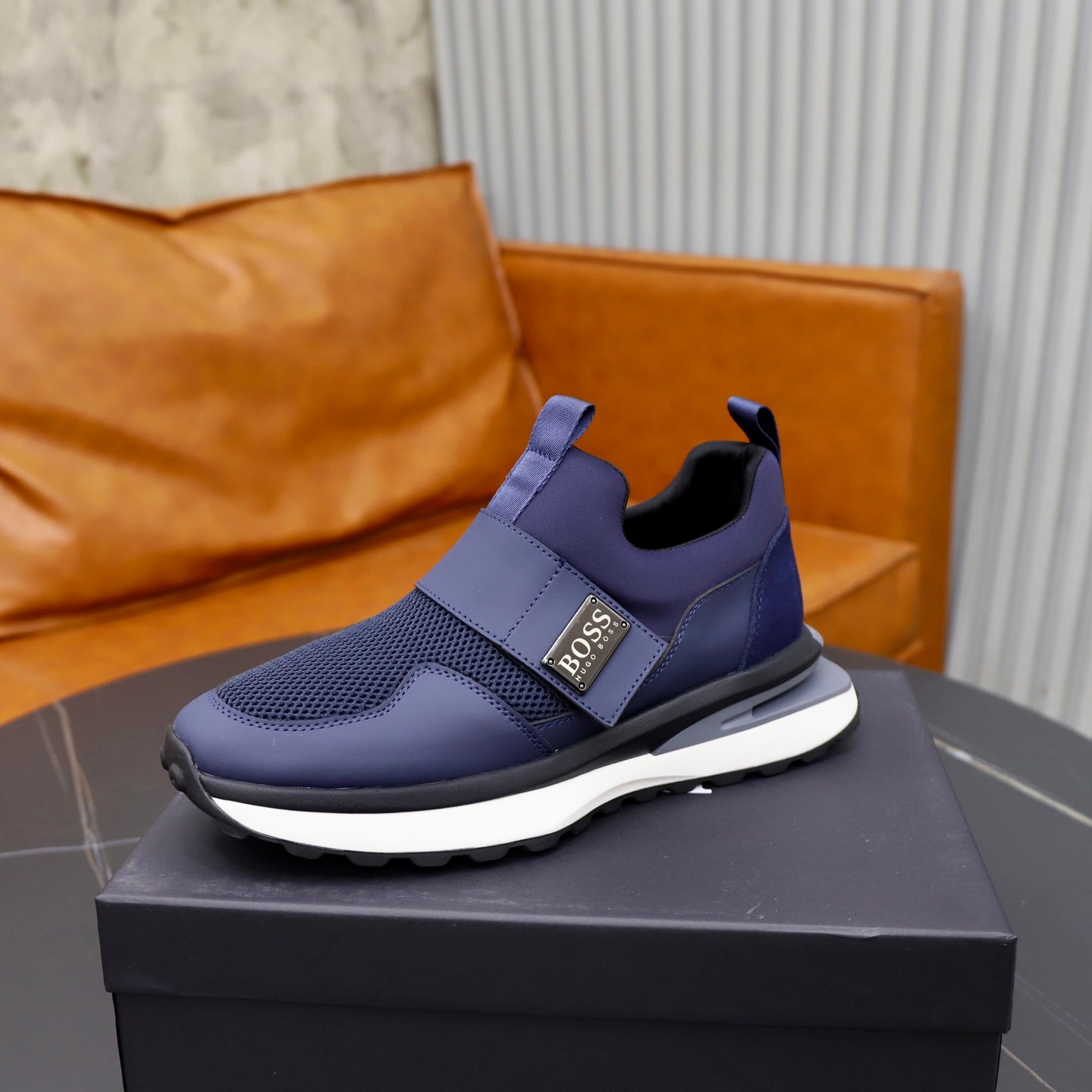 Boss Fabric and Leather Spliced Sneakers