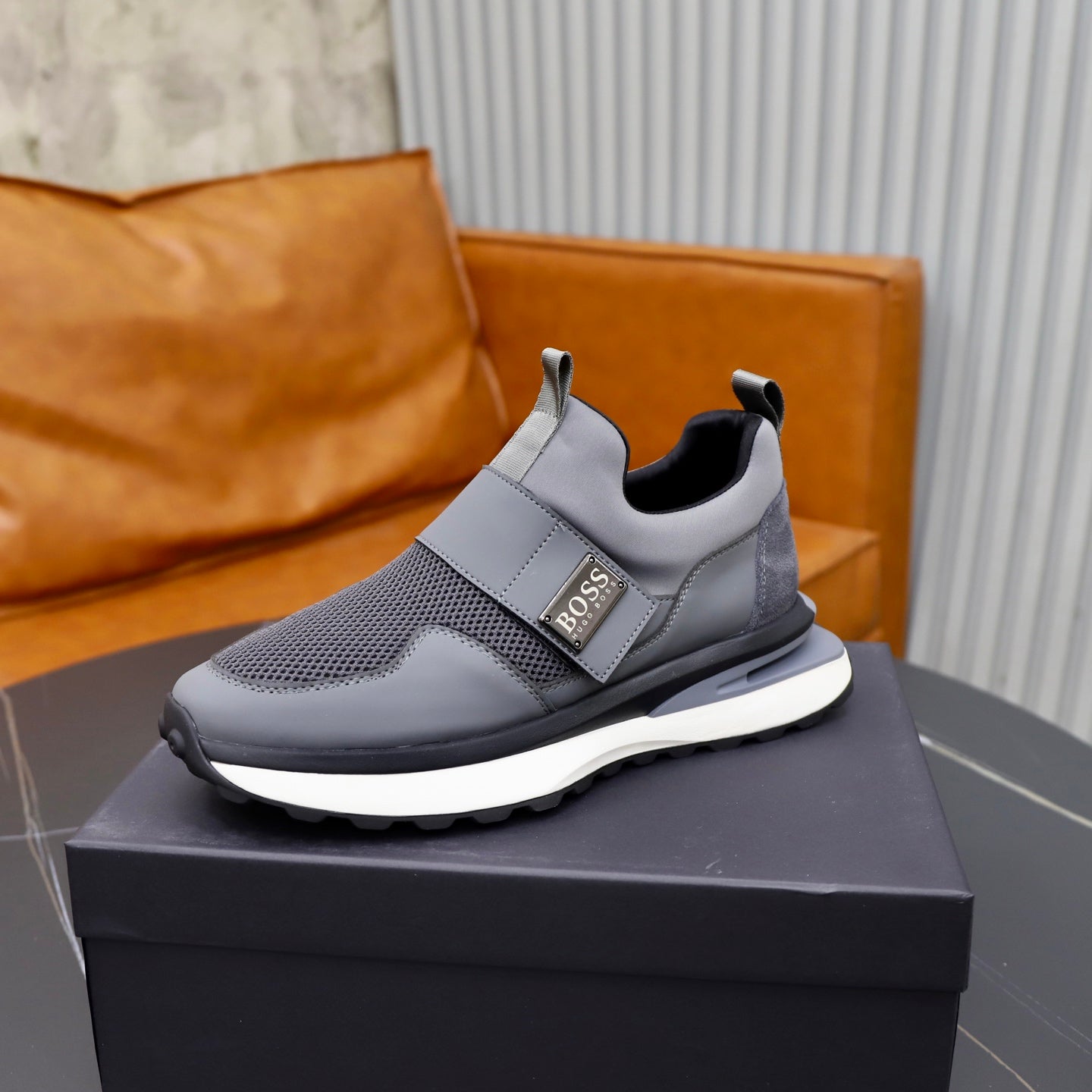 Boss Fabric and Leather Spliced Sneakers