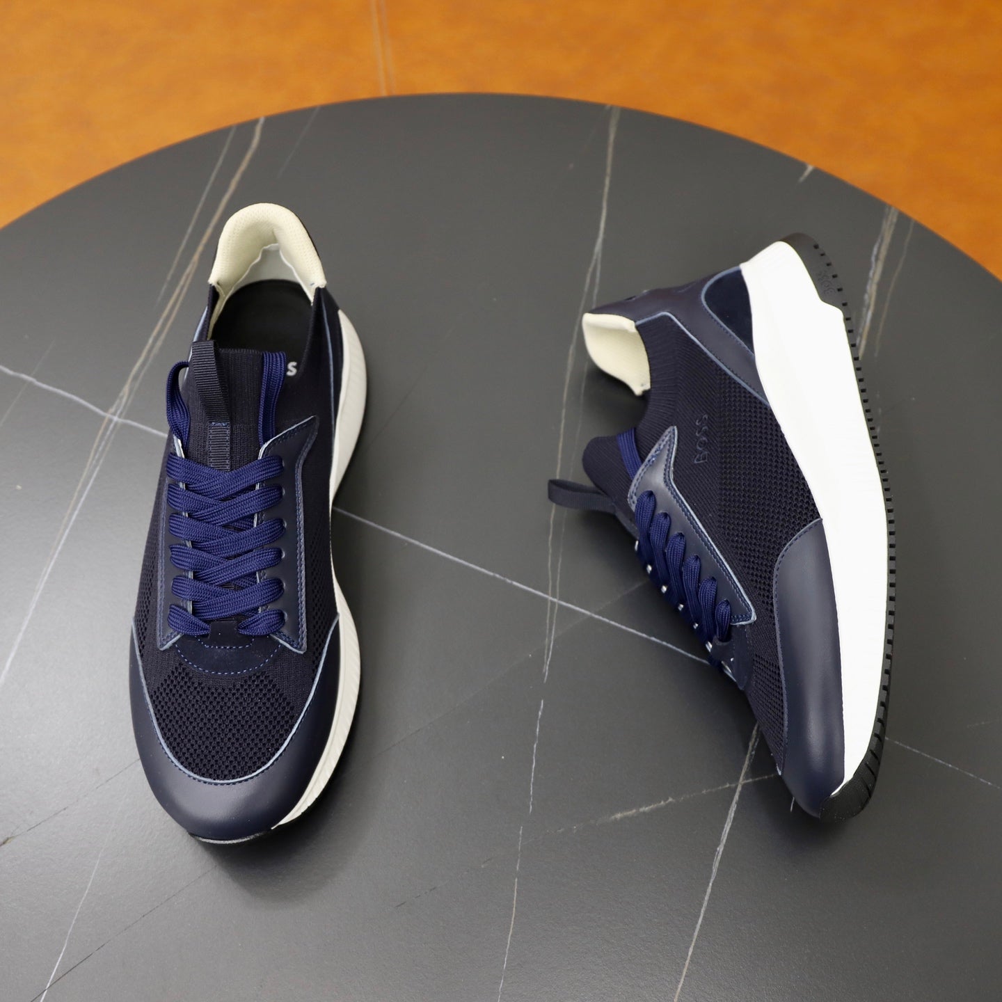 Boss Fabric and Leather Spliced Sneakers