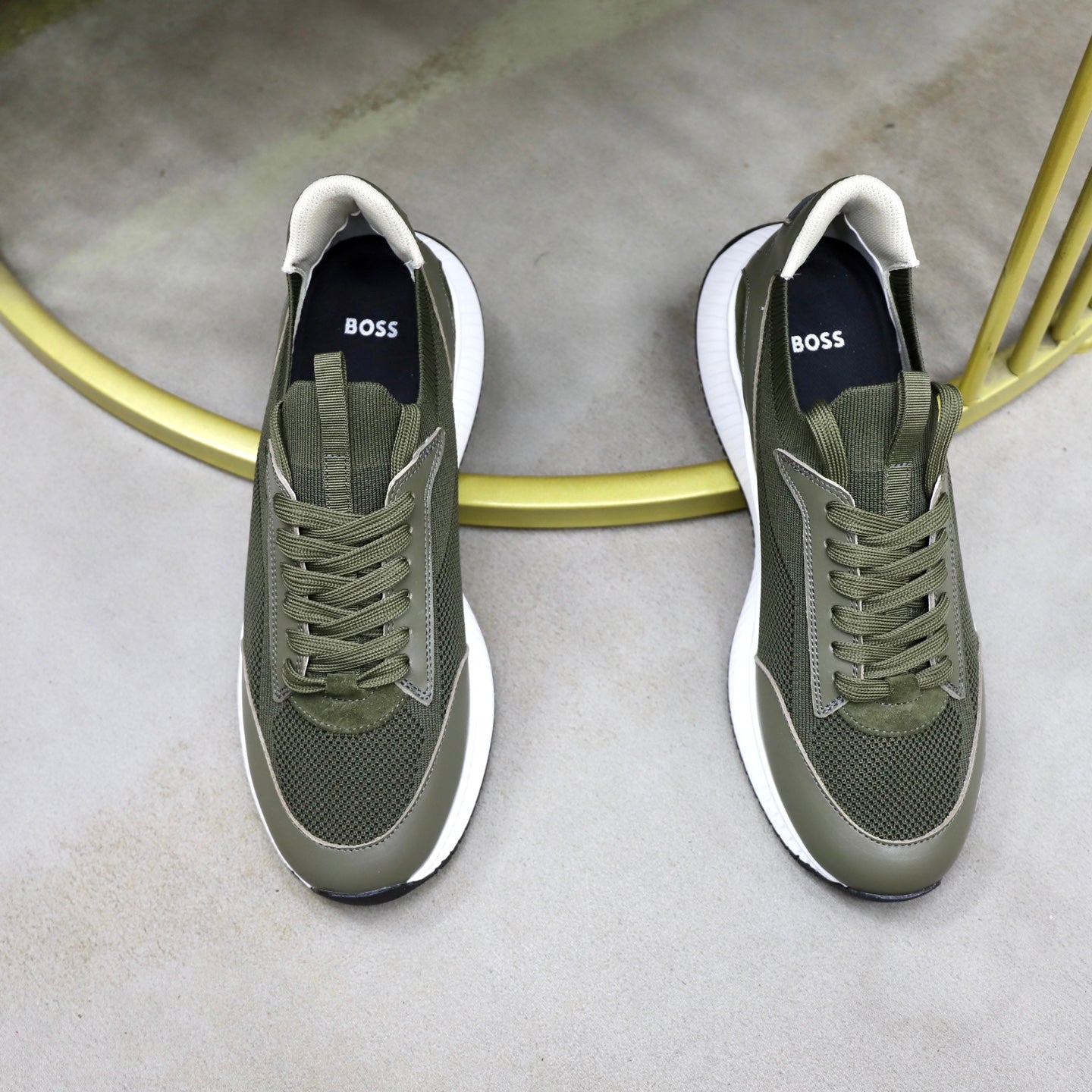 Boss Fabric and Leather Spliced Sneakers