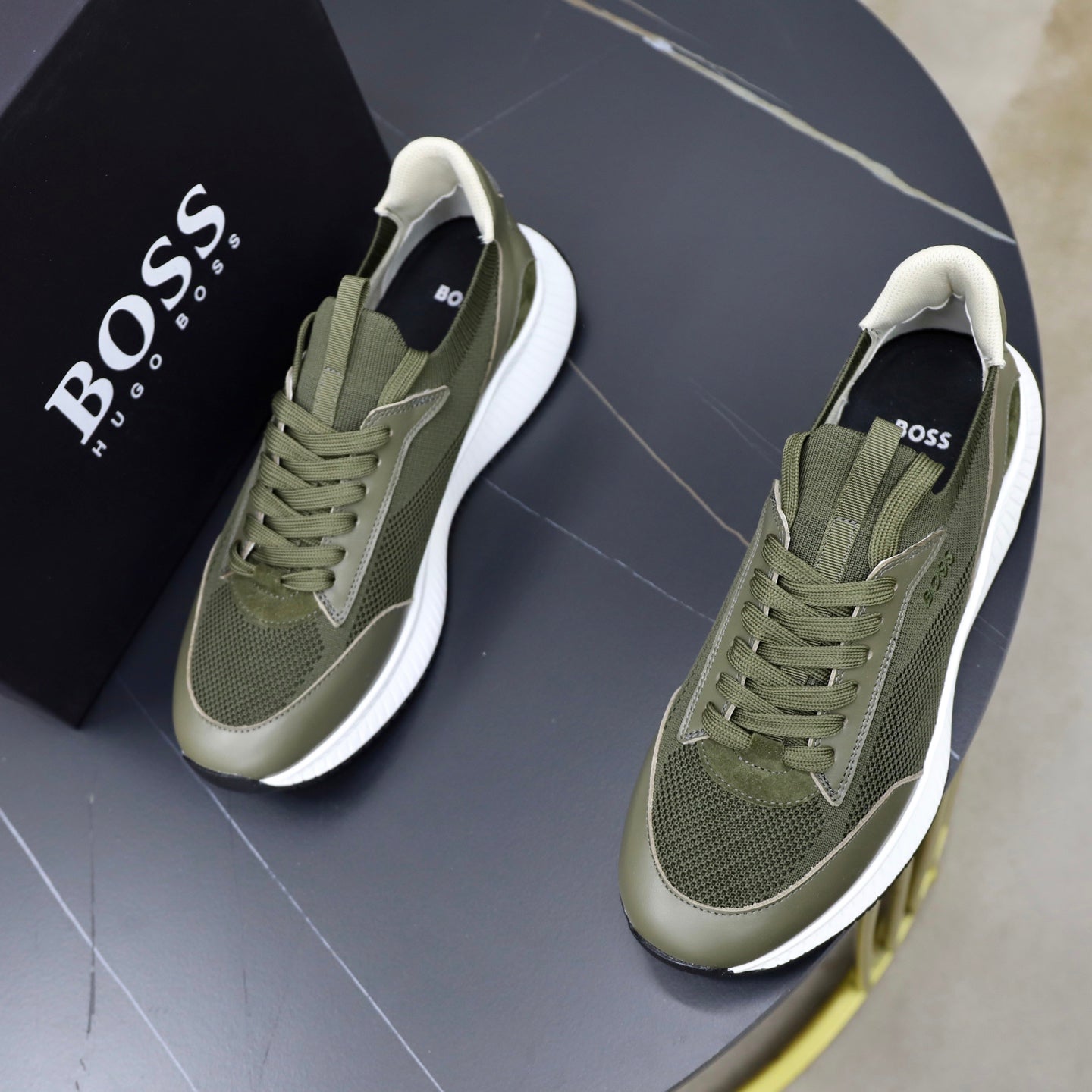 Boss Fabric and Leather Spliced Sneakers