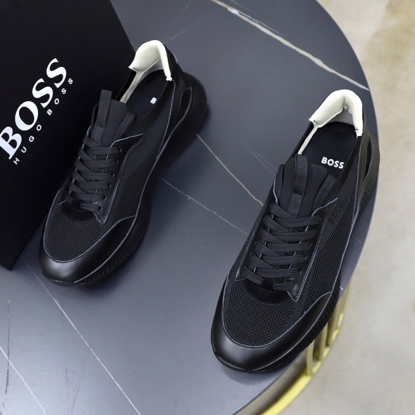 Boss Fabric and Leather Spliced Sneakers