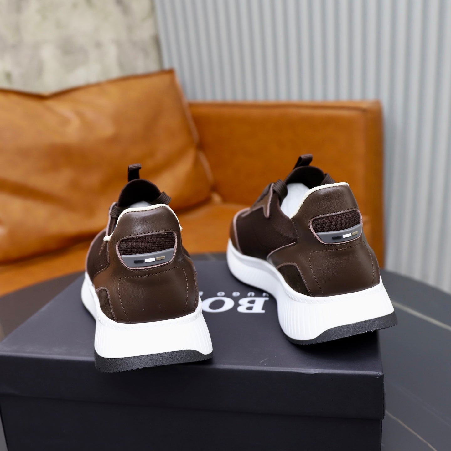 Boss Fabric and Leather Spliced Sneakers