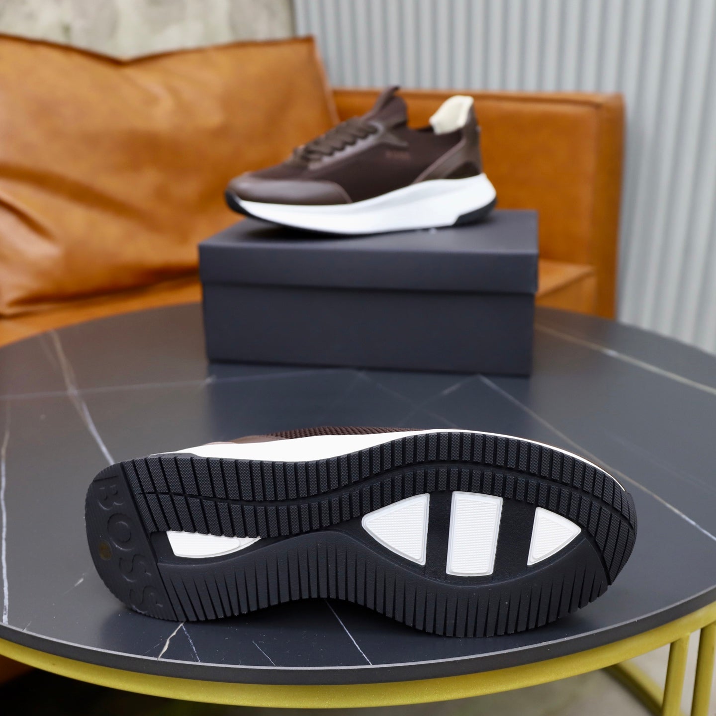 Boss Fabric and Leather Spliced Sneakers
