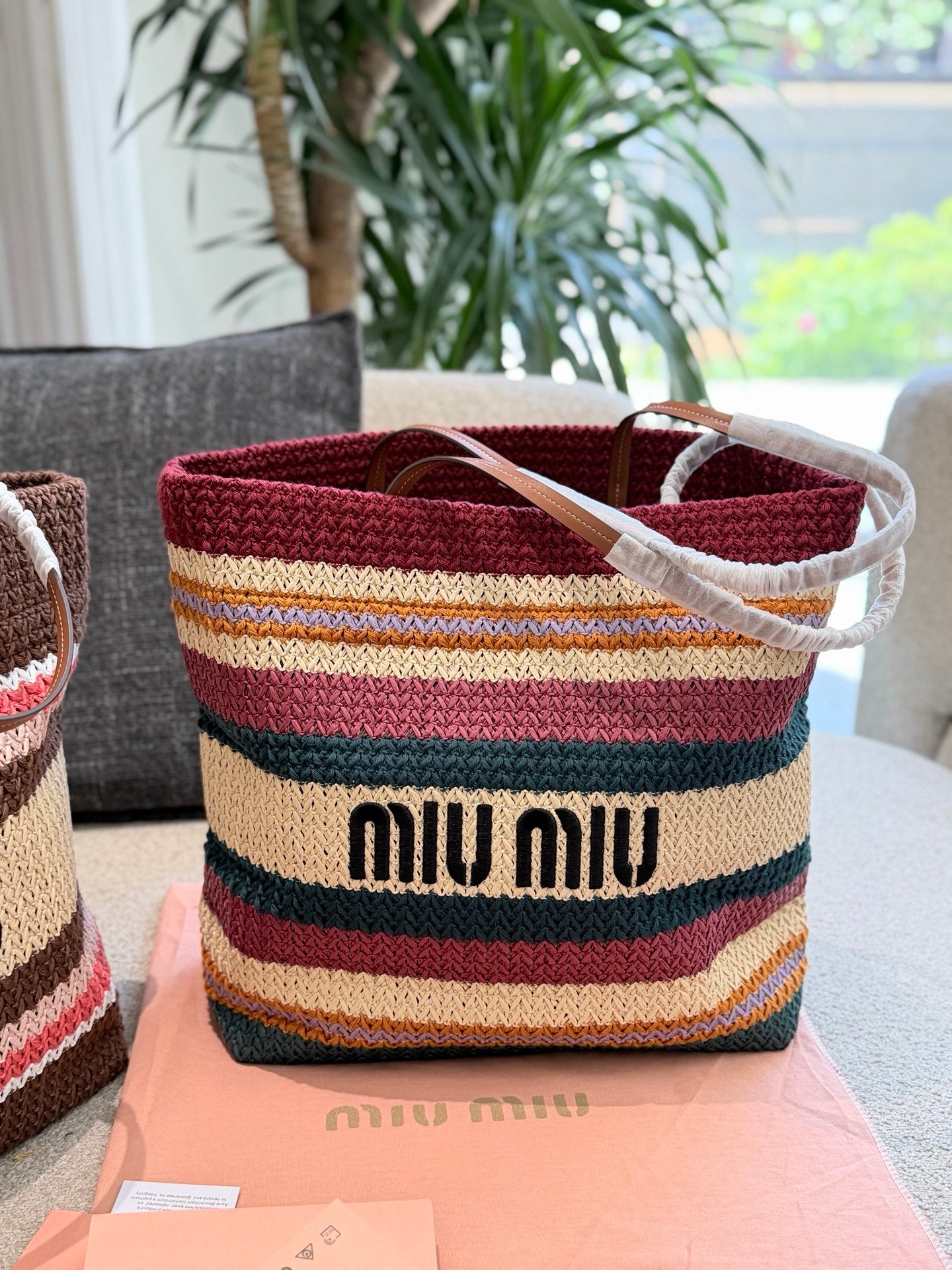 Miu Miu Knit Woven Large Tote Bag