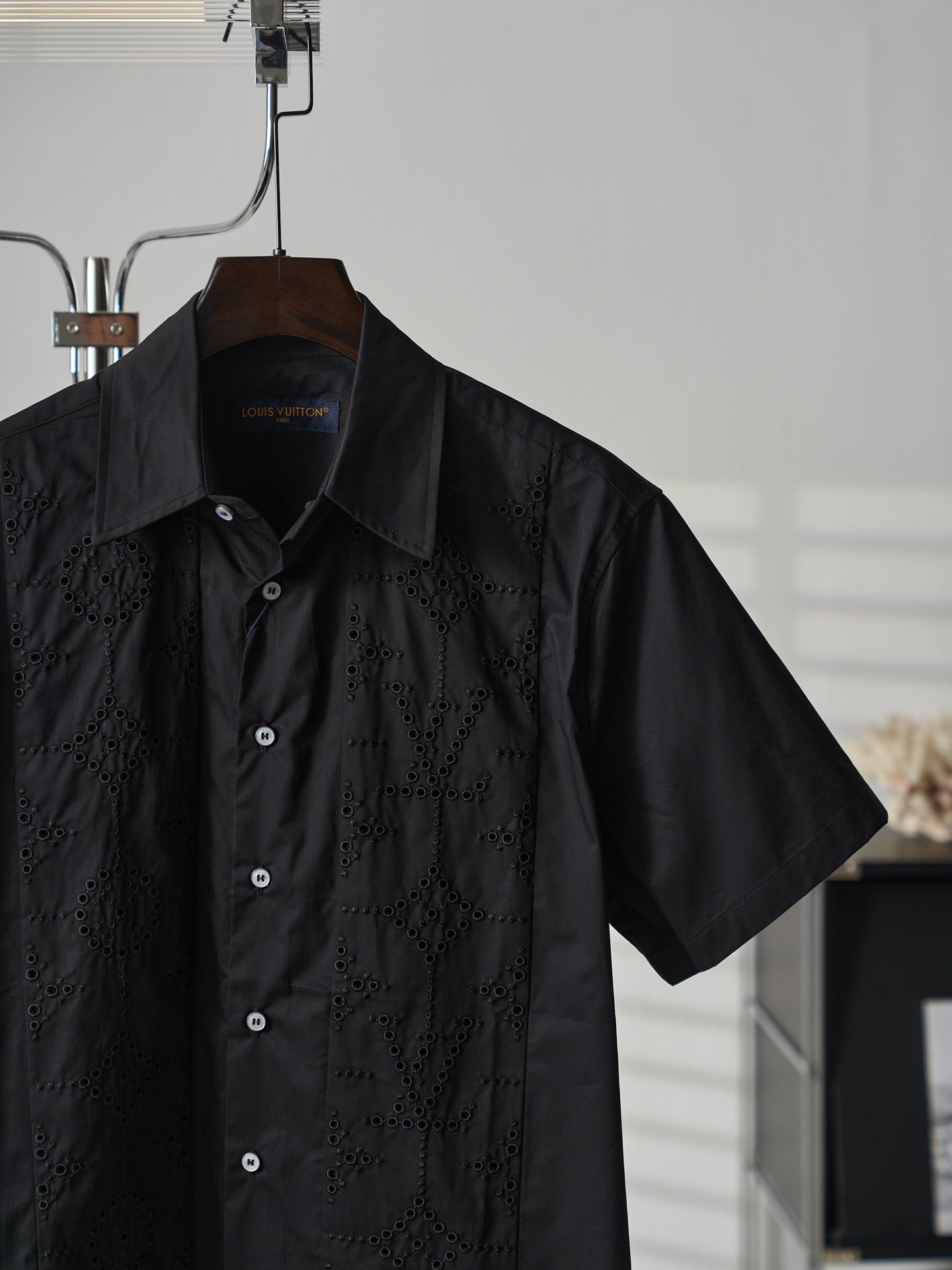 Louis Vuitton Hollow-Out Embroidered Short-Sleeve Shirt