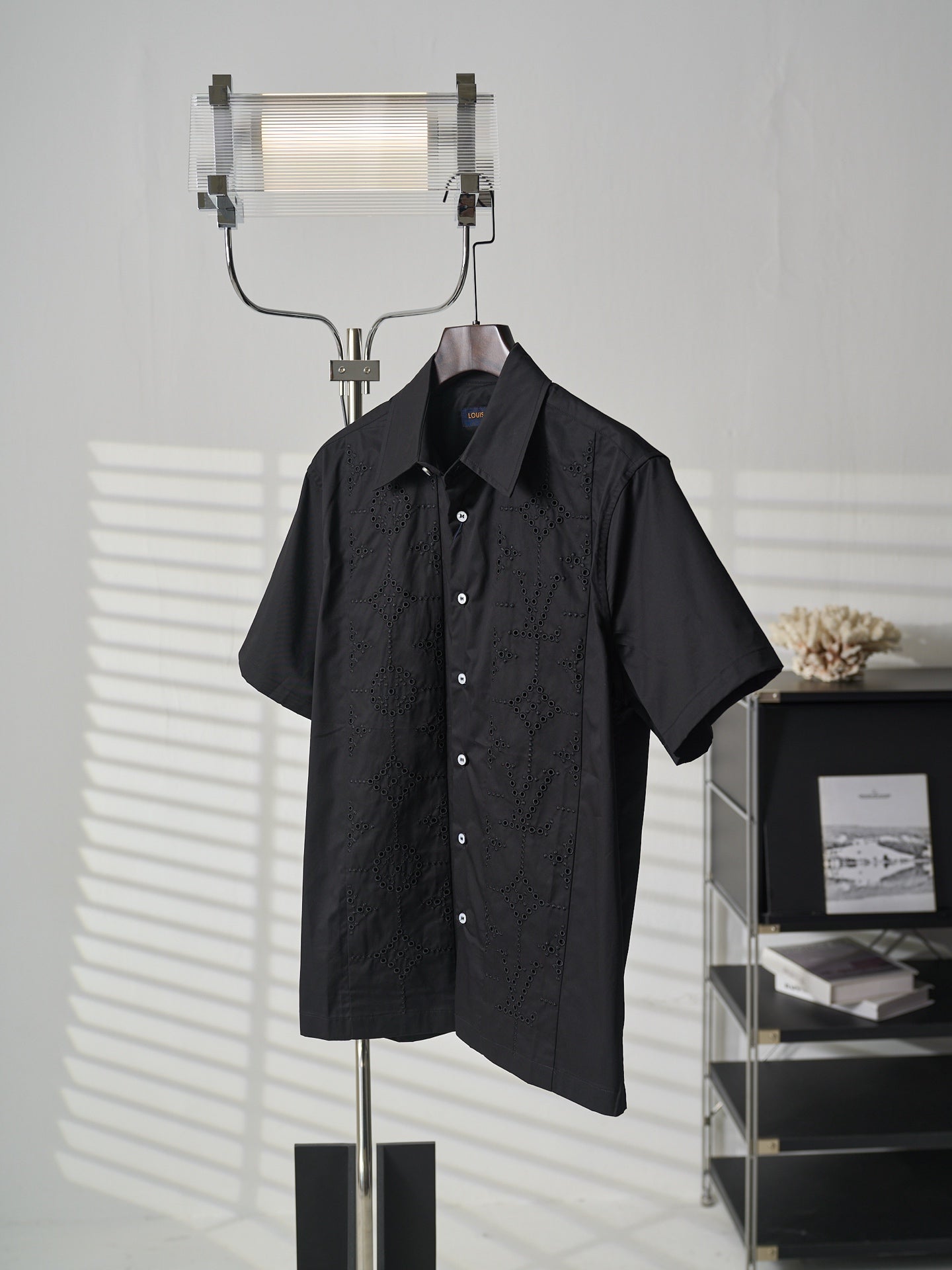 Louis Vuitton Hollow-Out Embroidered Short-Sleeve Shirt
