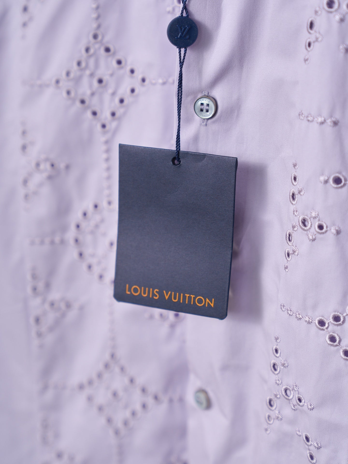 Louis Vuitton Hollow-Out Embroidered Short-Sleeve Shirt