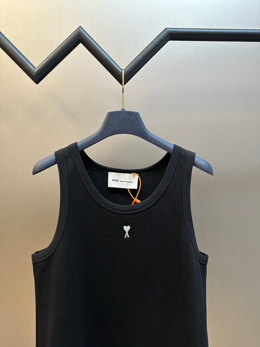 Ami Paris Logo Embroidered Tank Top