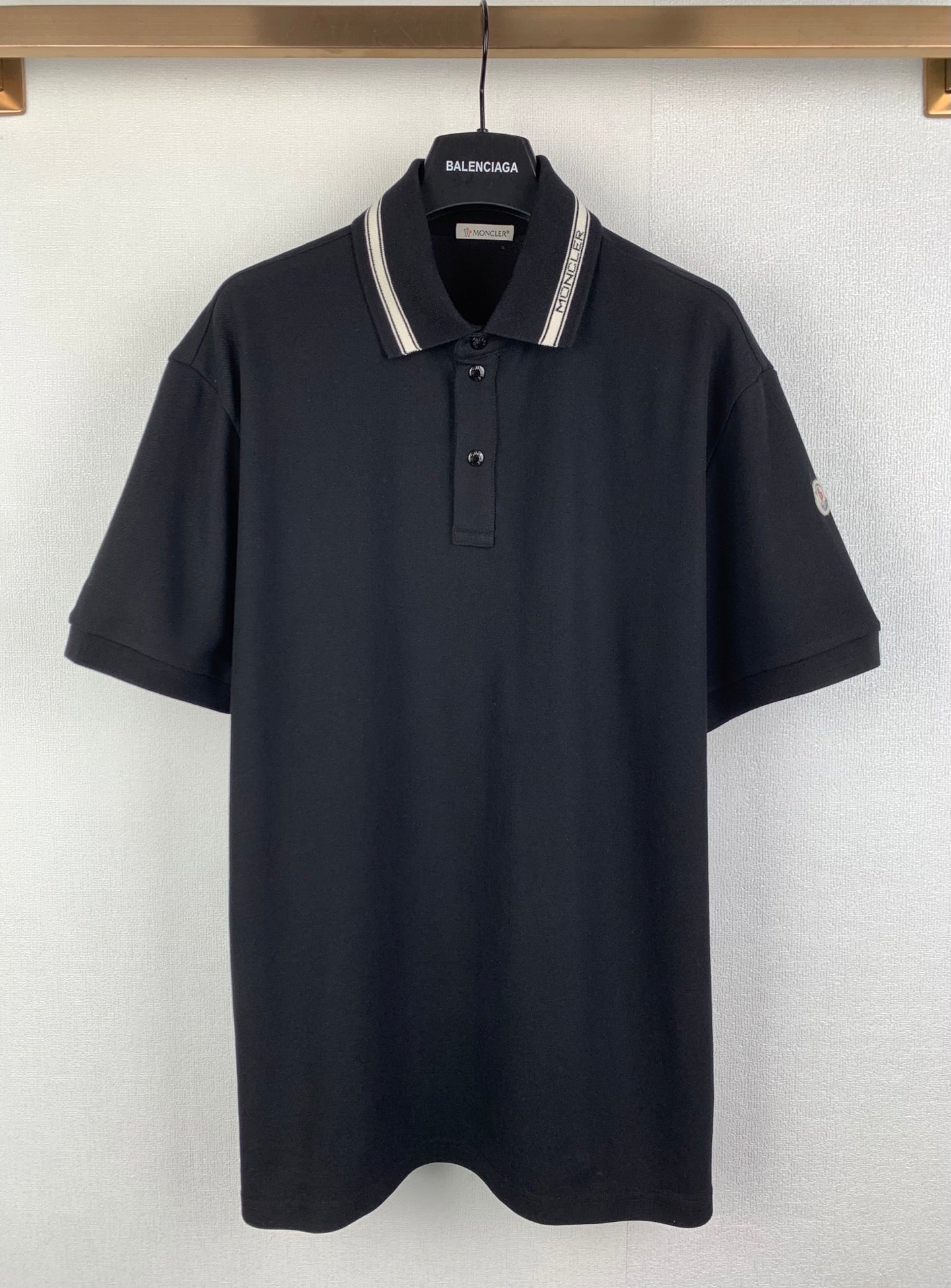 Moncler Striped Logo Polo Shirt
