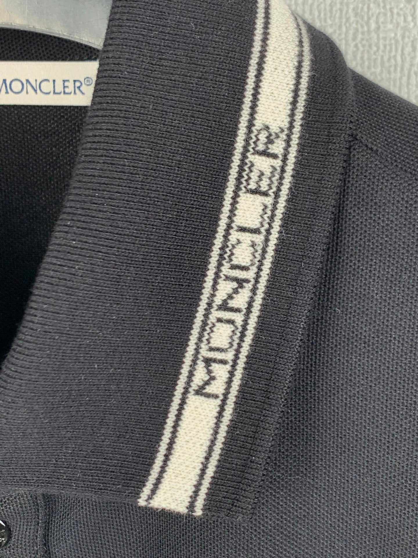 Moncler Striped Logo Polo Shirt