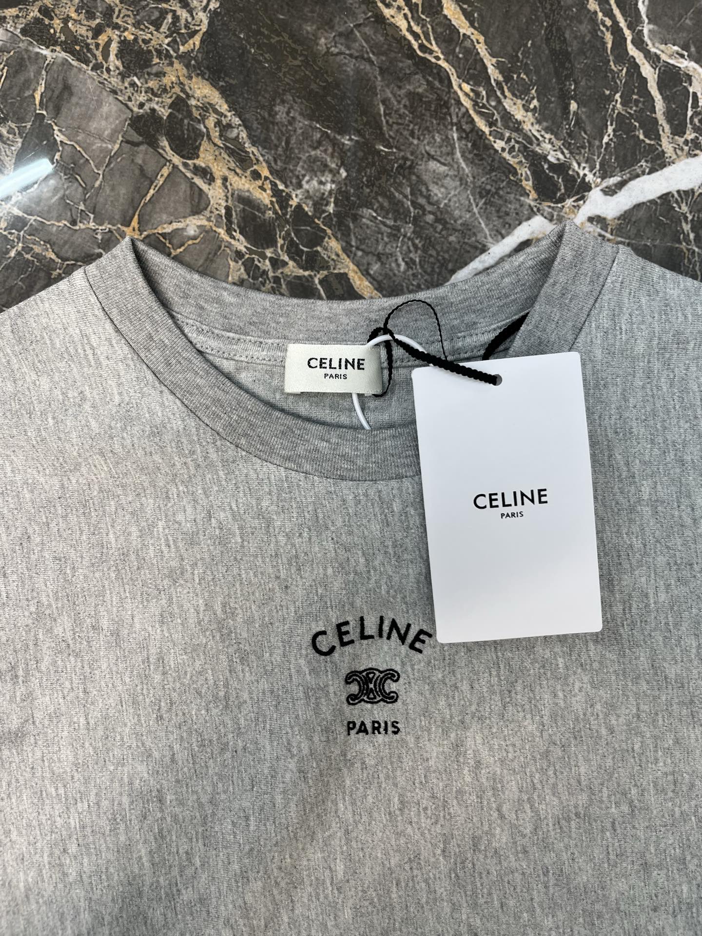 Celine Triomphe Embroidered Loose T-Shirt