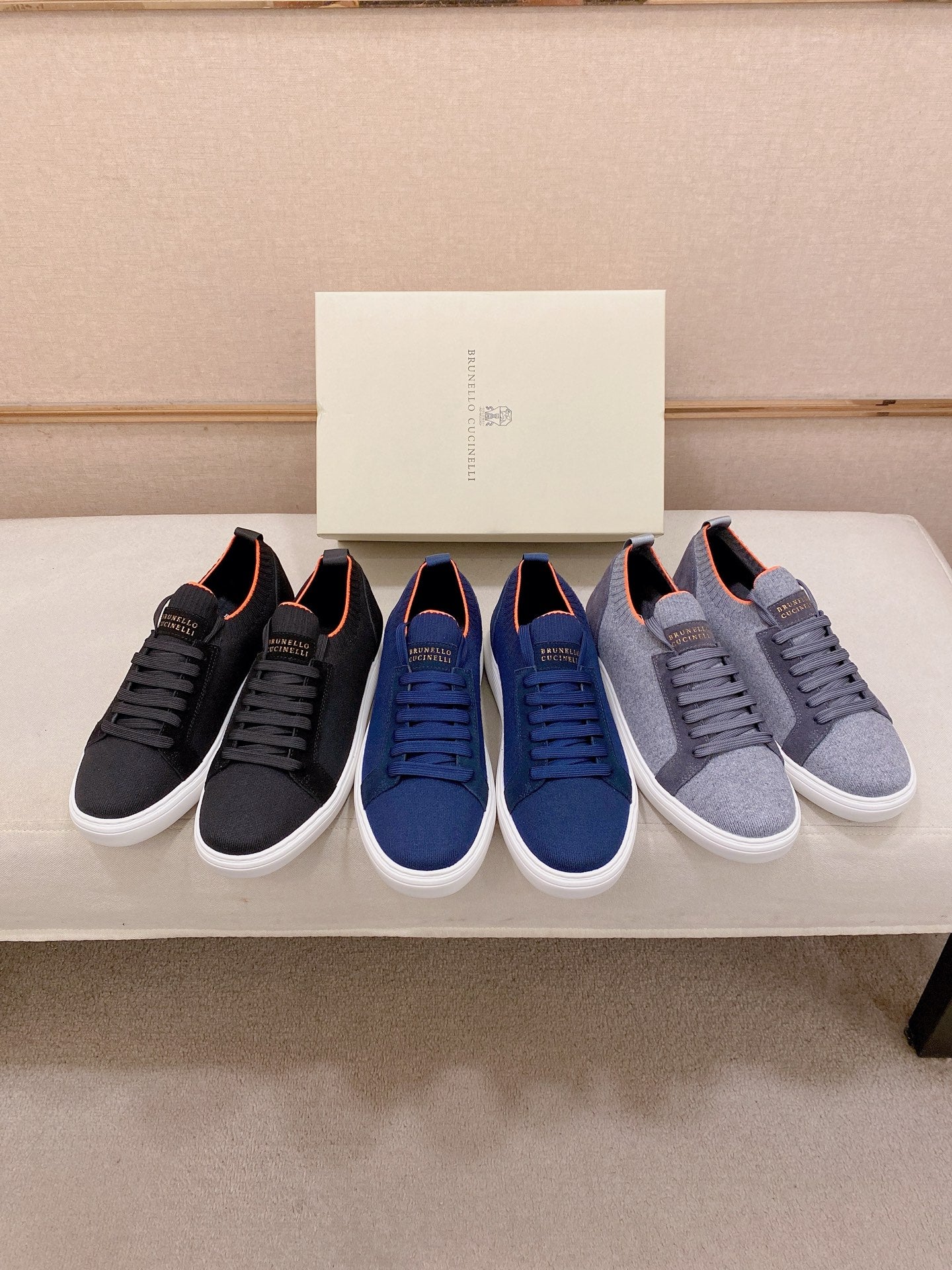 Brunello Cucinelli Suede Patchwork Knit Sneakers – Spring Collection