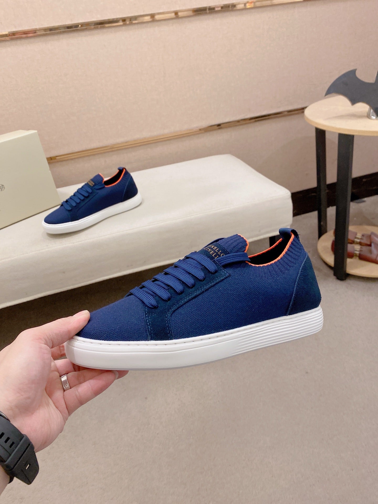 Brunello Cucinelli Suede Patchwork Knit Sneakers – Spring Collection