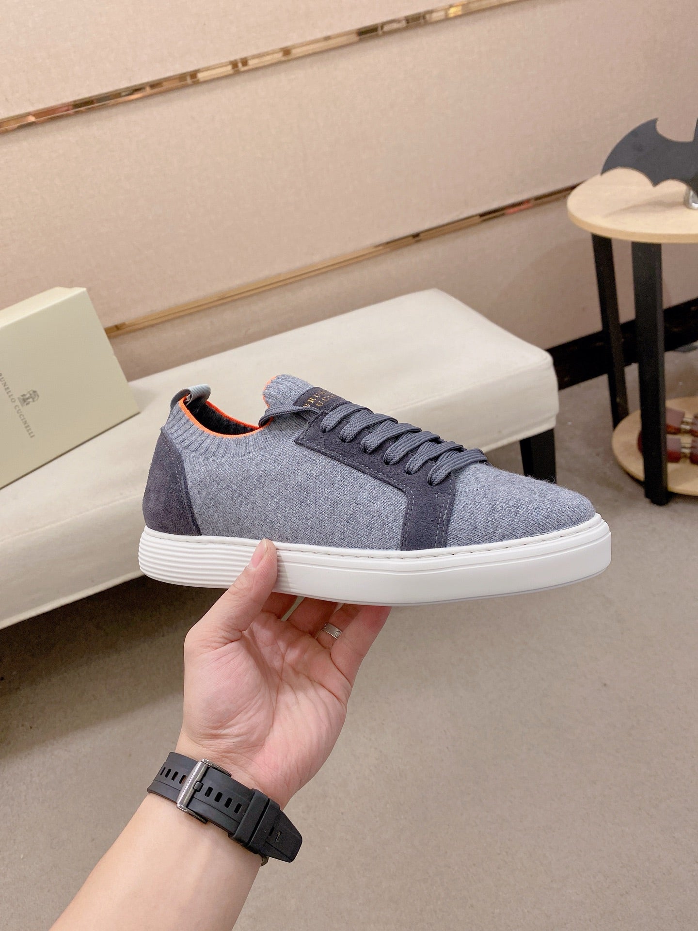 Brunello Cucinelli Suede Patchwork Knit Sneakers – Spring Collection